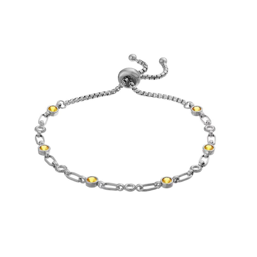 Kristen Kesho Sterling Silver Lab-Created Yellow Sapphire Adjustable Bolo Bracelet, Women's, Size: 9.50, Pink Tone Product Image