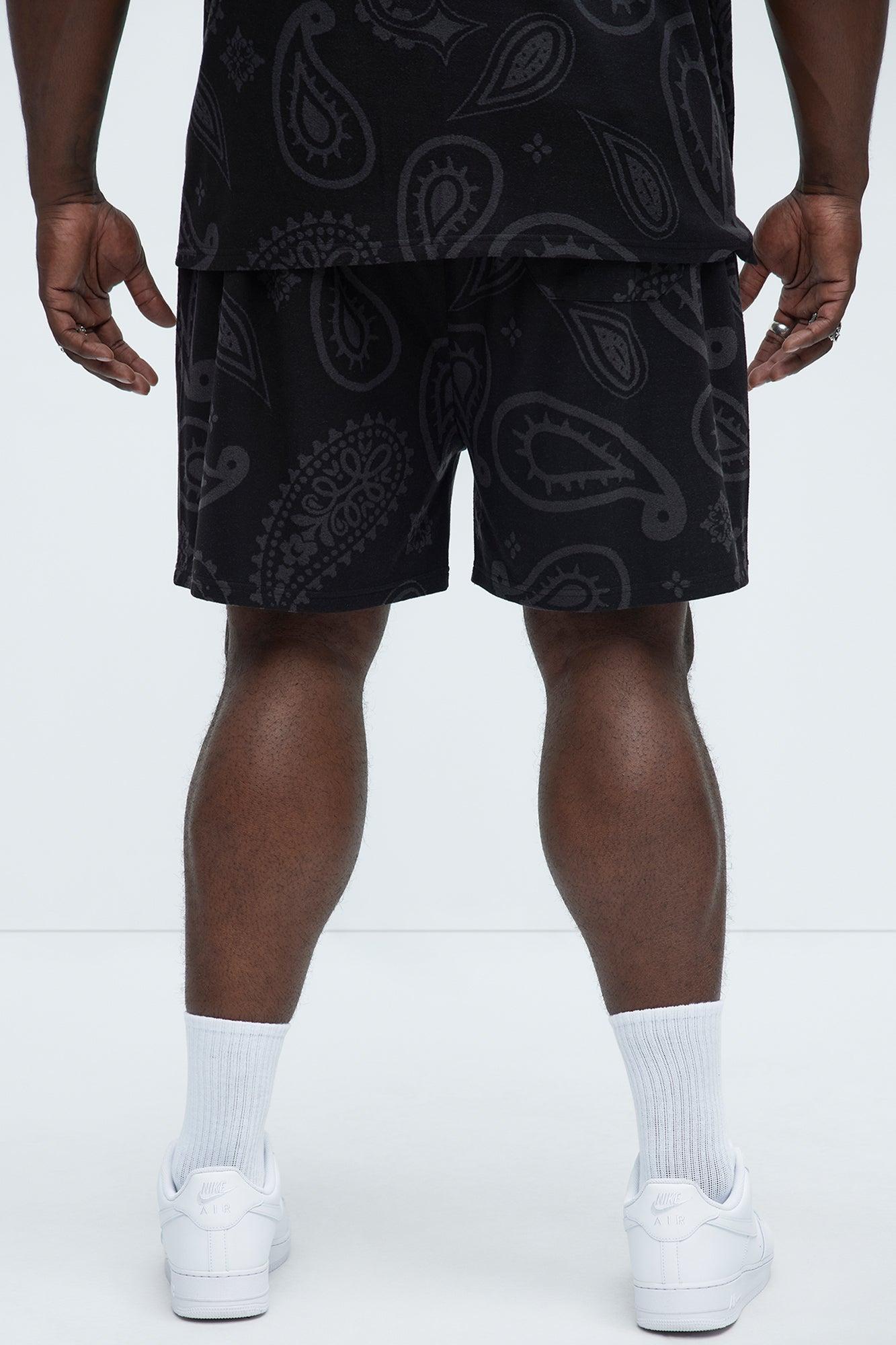 Heritage Paisley Relaxed Shorts - Black Product Image