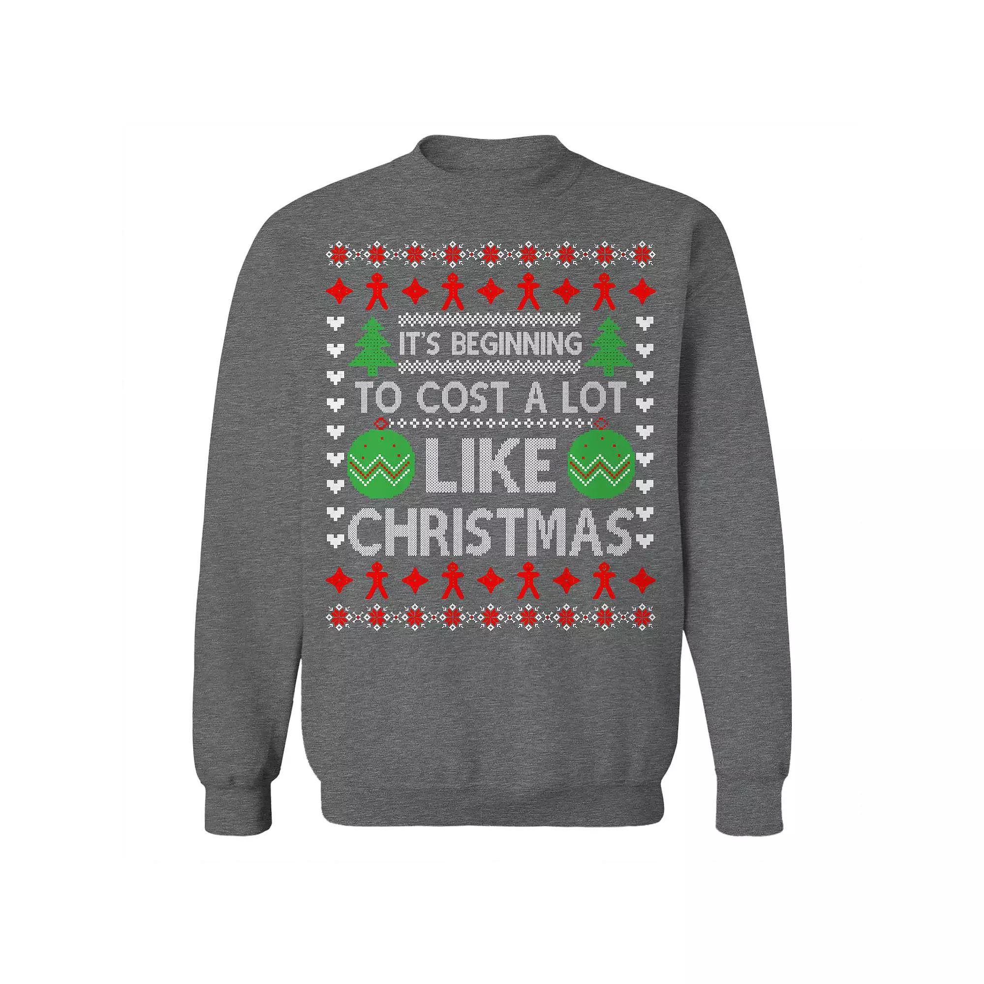 Men's Ugly Beginning Cost Christmas Graphic Sweatshirt, Size: Small, Grey Heather Product Image