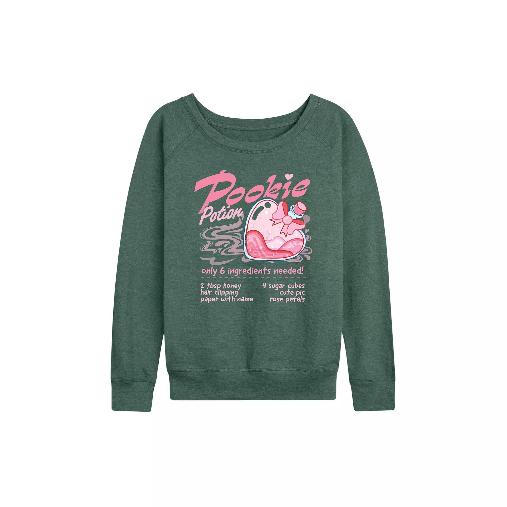 Womens Pookie Potion French Terry Long Sleeve Tee Grey Blue Product Image
