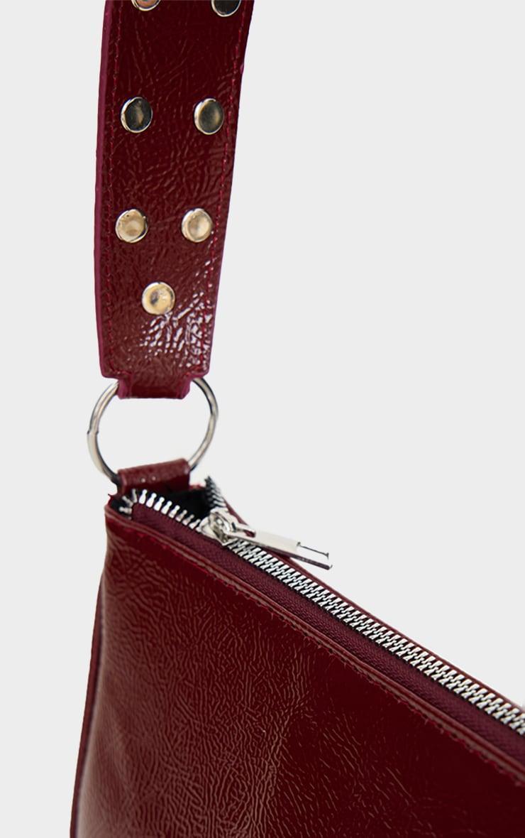 Burgundy Stud Handle Shoulder Bag Product Image