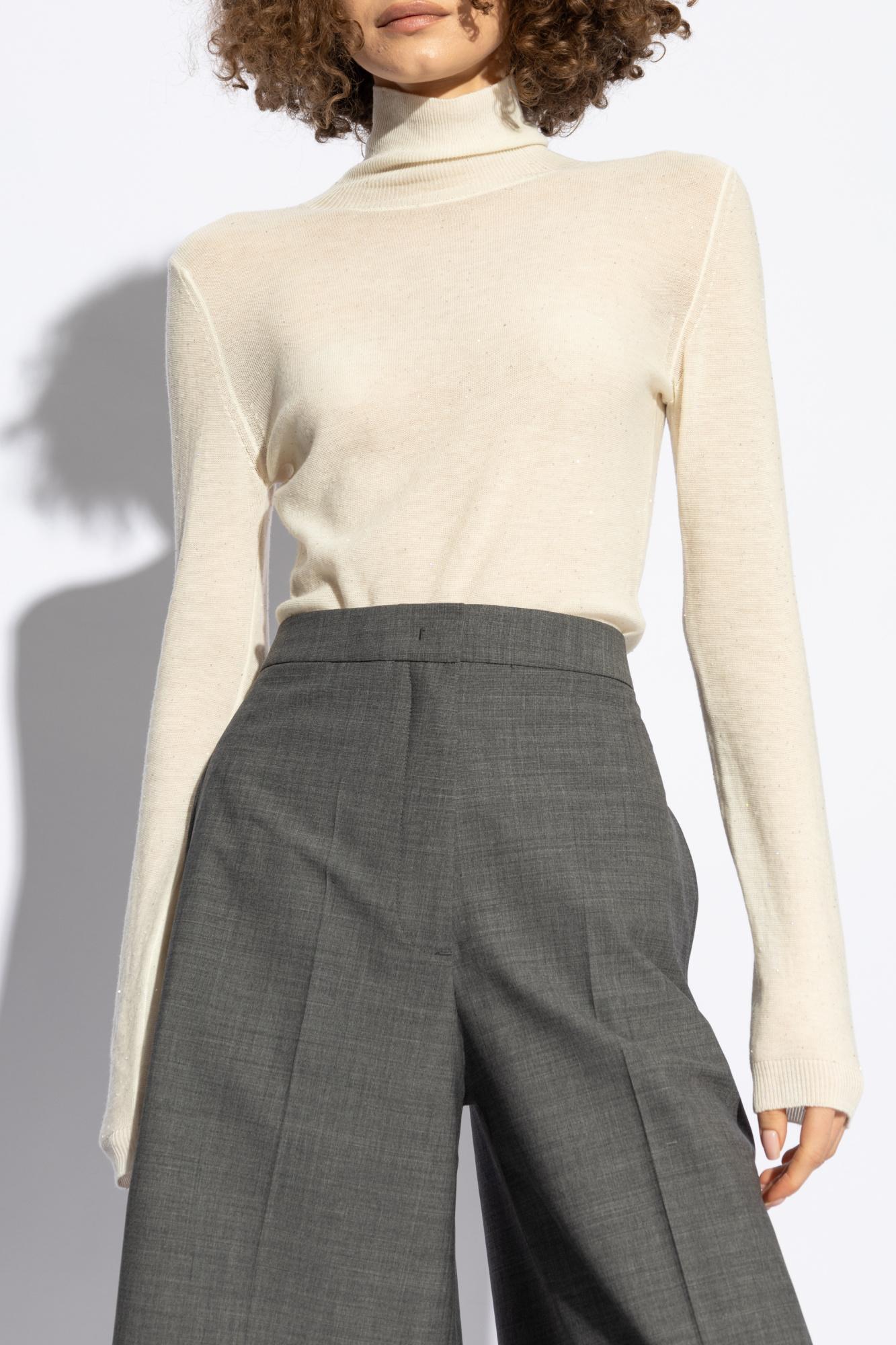 FABIANA FILIPPI Ribbed Knit Turtle Neck Sweater In White Product Image