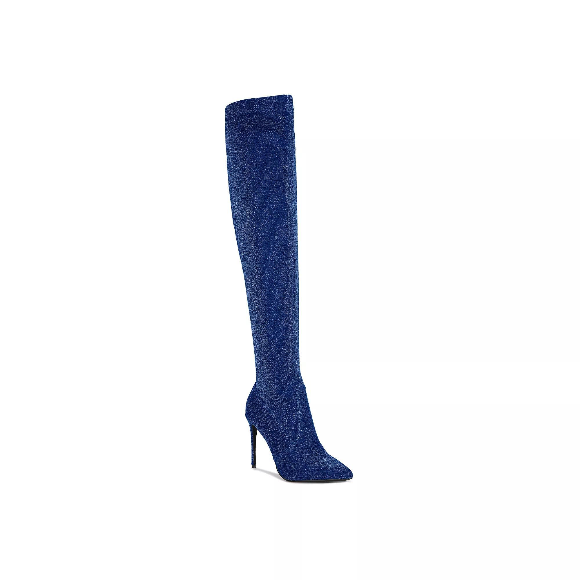 London Rag Tigerlily Women's High Heel Over-The-Knee Boots, Size: 6, Blue Product Image