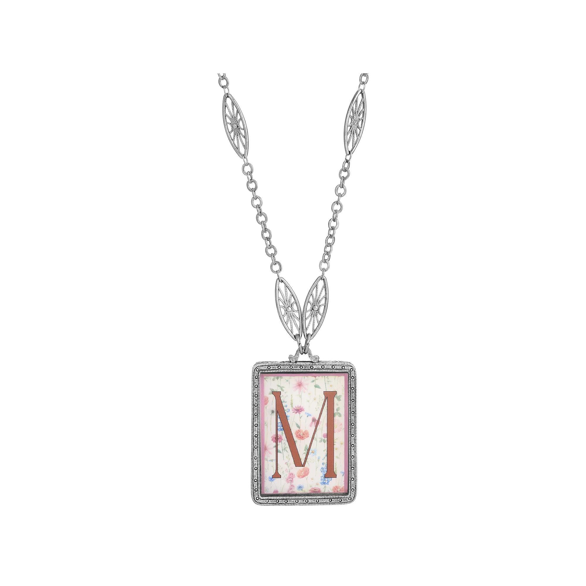 1928 Floral Motif Initial Pendant, Women's, G Product Image