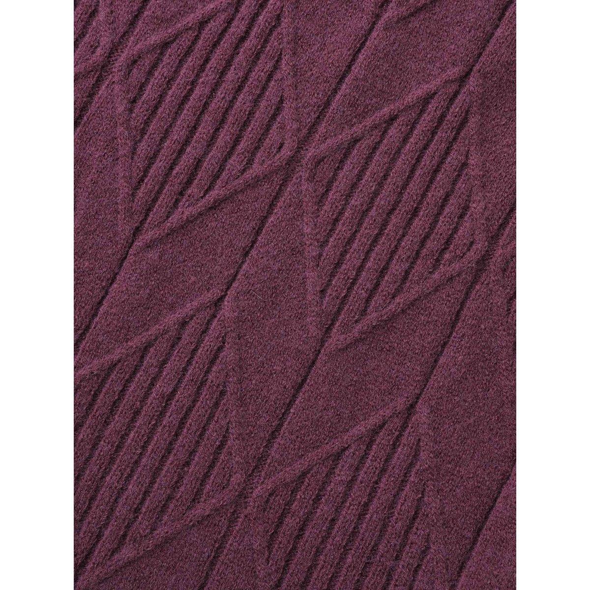Plus Size Cable Knit Turtleneck Split Hem Pullover Plum Women Casual Loose Long Sleeve Turtleneck Everyday Pullovers BloomChic 12/L Product Image