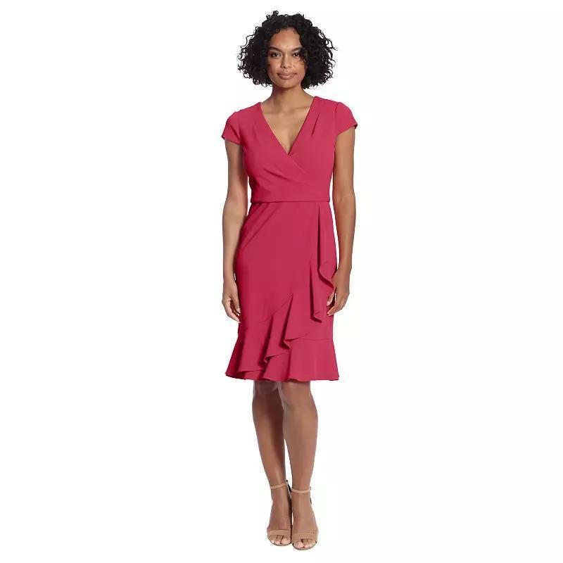 Women's London Times Cascade Ruffle Faux-Wrap Dress, Size: 16, Red Product Image