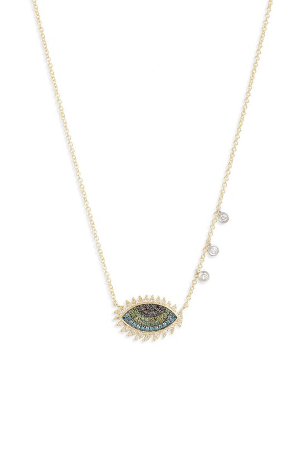 MEIRA T 14k Yellow & 14k White Gold Multicolor Diamond Evil Eye Pendant Necklace, 18 In Multi/gold Product Image