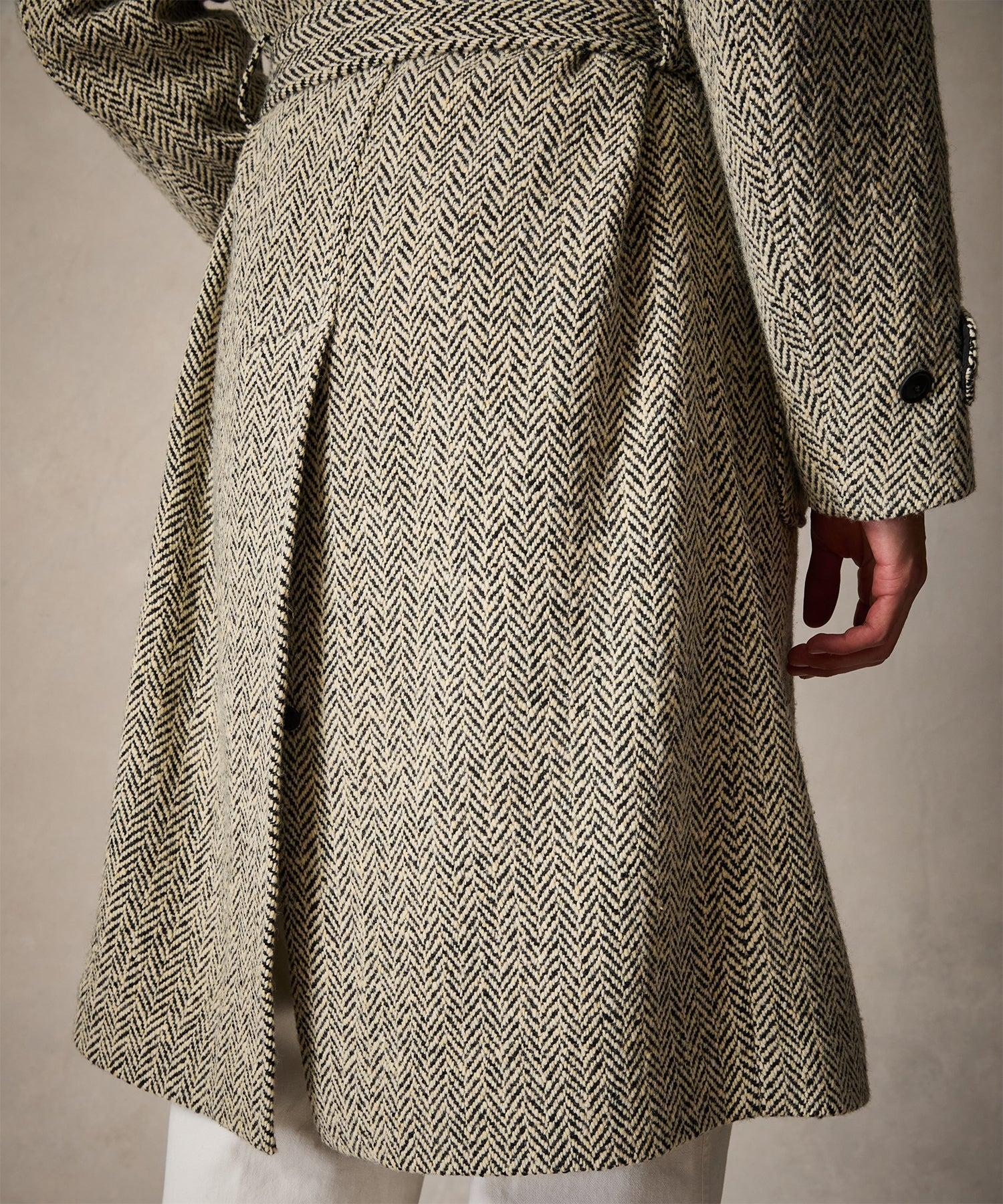 Oversized Herringbone Balmacaan in Cream Product Image