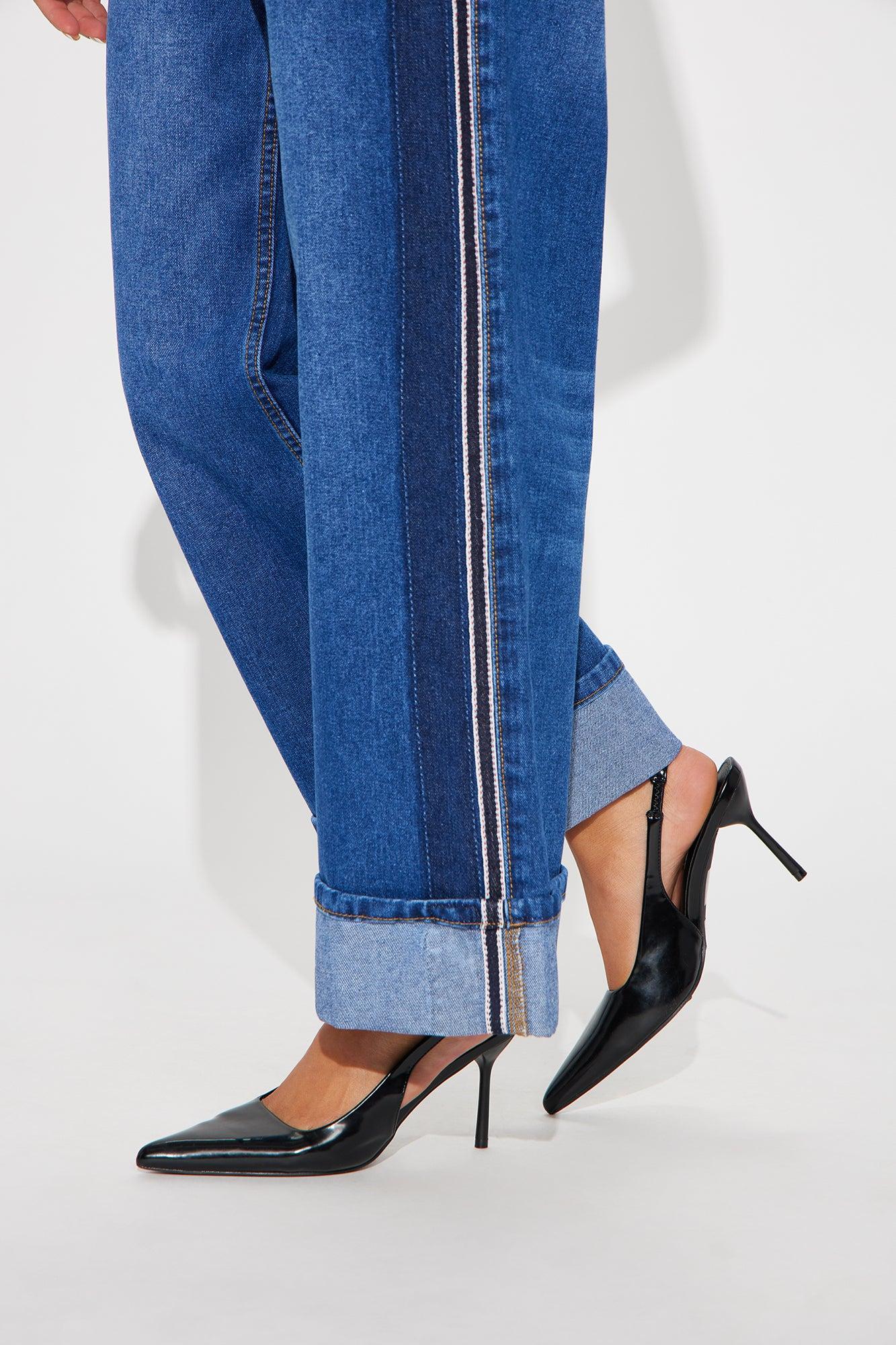 Payge Cuffed Wide Leg Jeans - Dark Wash Product Image