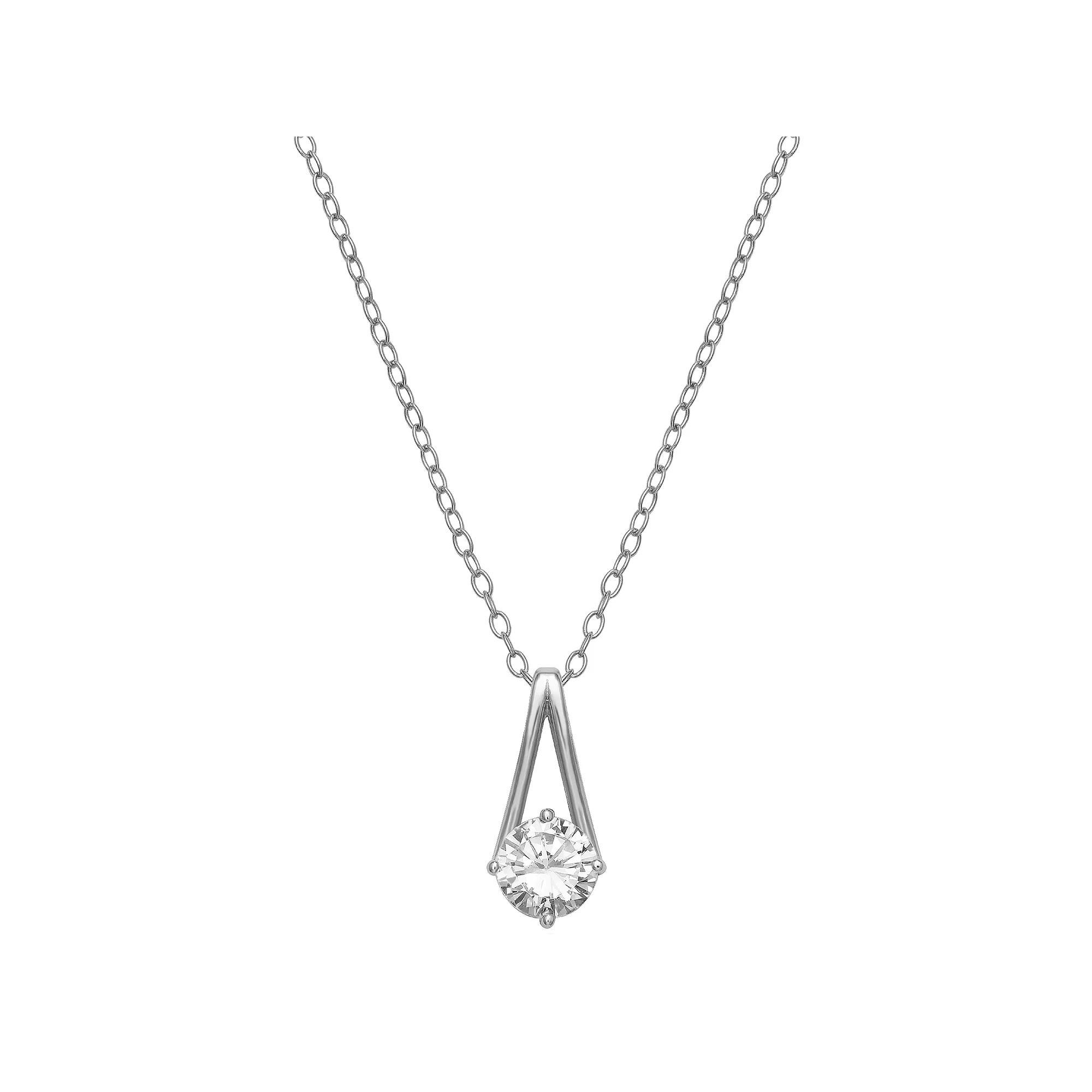 PRIMROSE Sterling Silver Cubic Zirconia Pendant Necklace, Womens Product Image