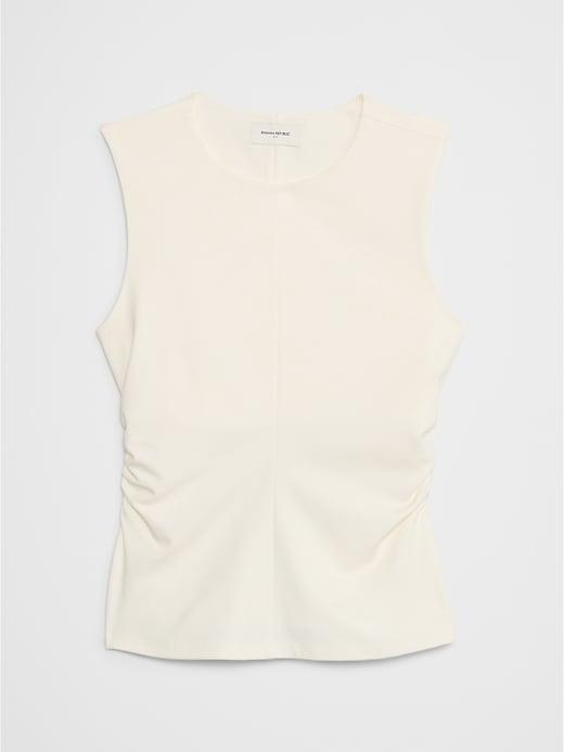 Shirred-Waist Ponte Top Product Image