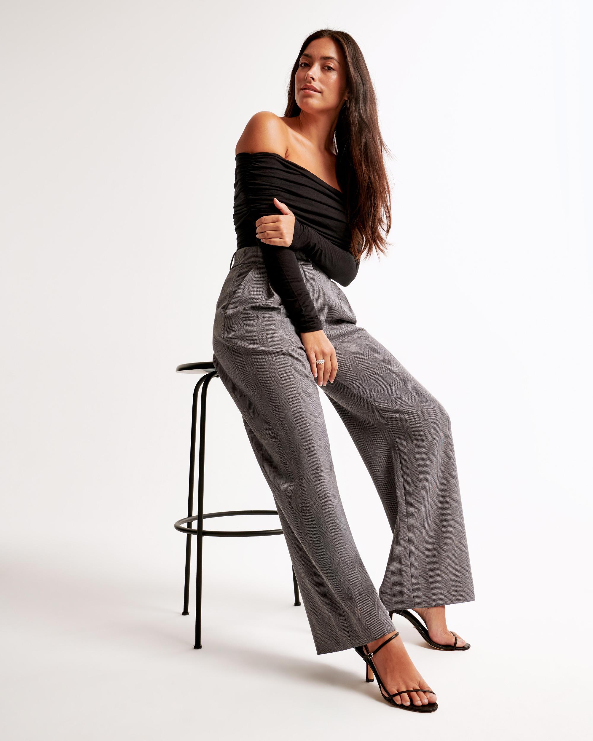 Curve Love A&F Sloane Tailored Wide Leg Pant Product Image