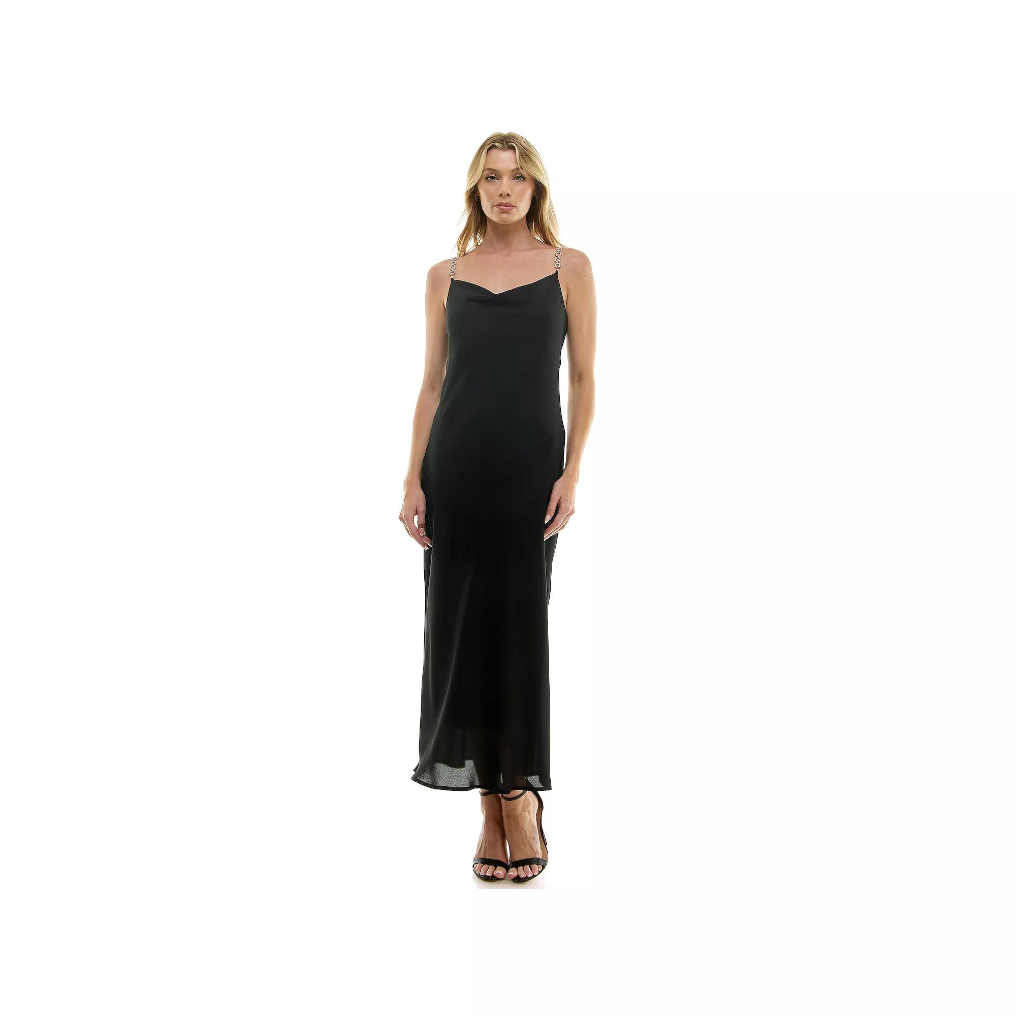 Womens Luxology Novelty Trim Chain Strap Slip Maxi Dress Product Image