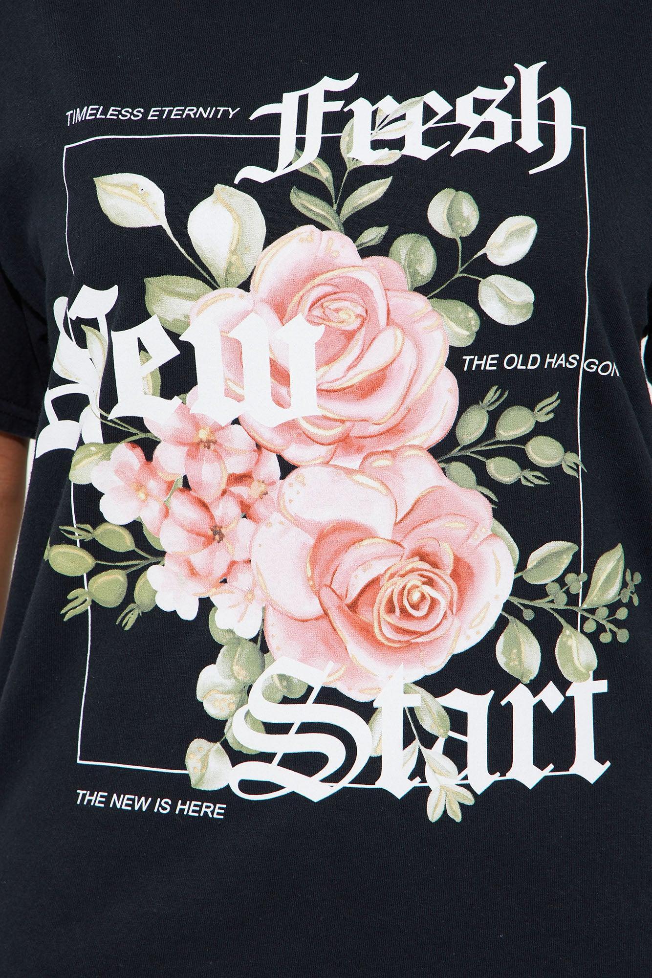 Fresh New Start Vintage Washed Tee - Black Product Image
