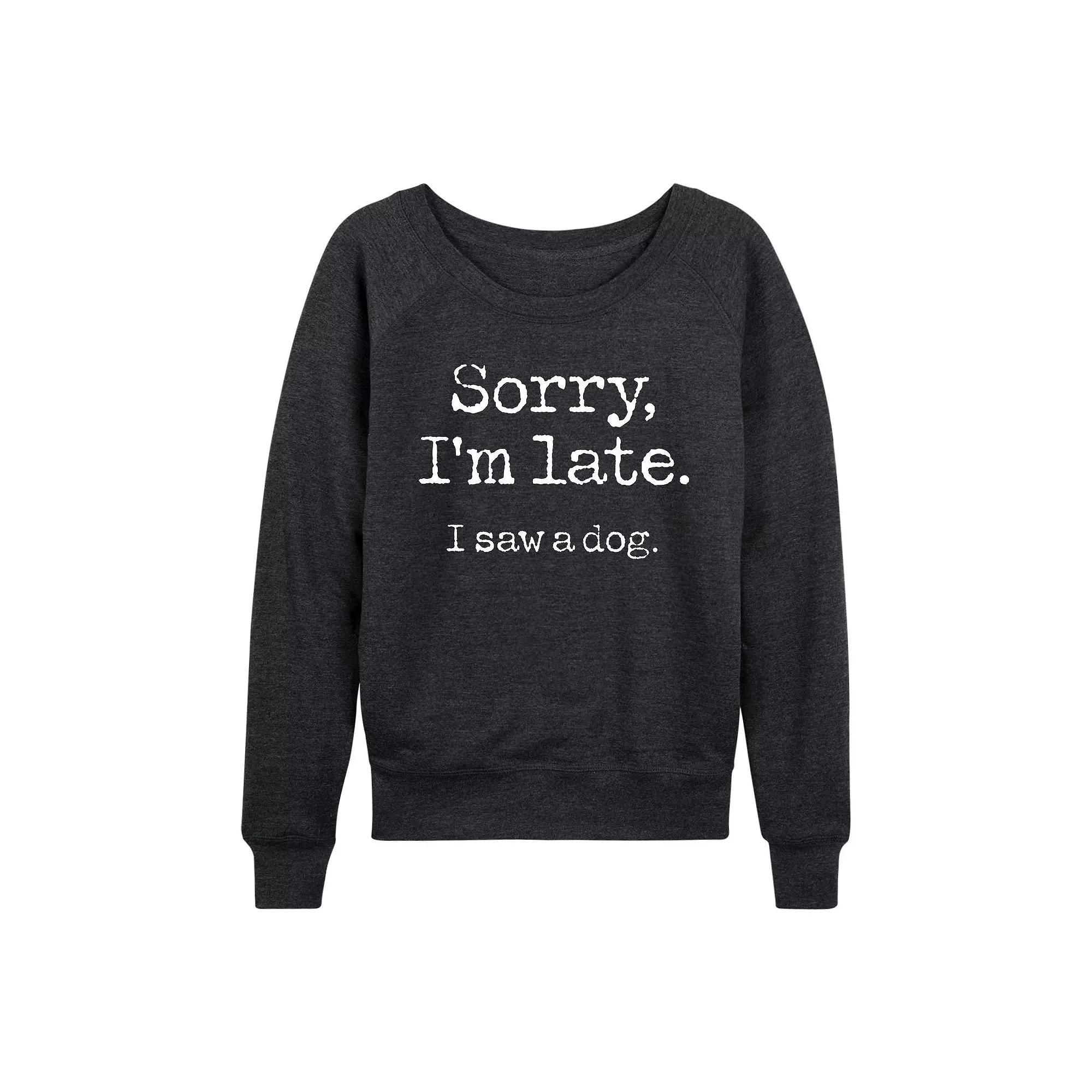 Womens I Saw A Dog French Terry Long Sleeve Tee Heather Grey Product Image
