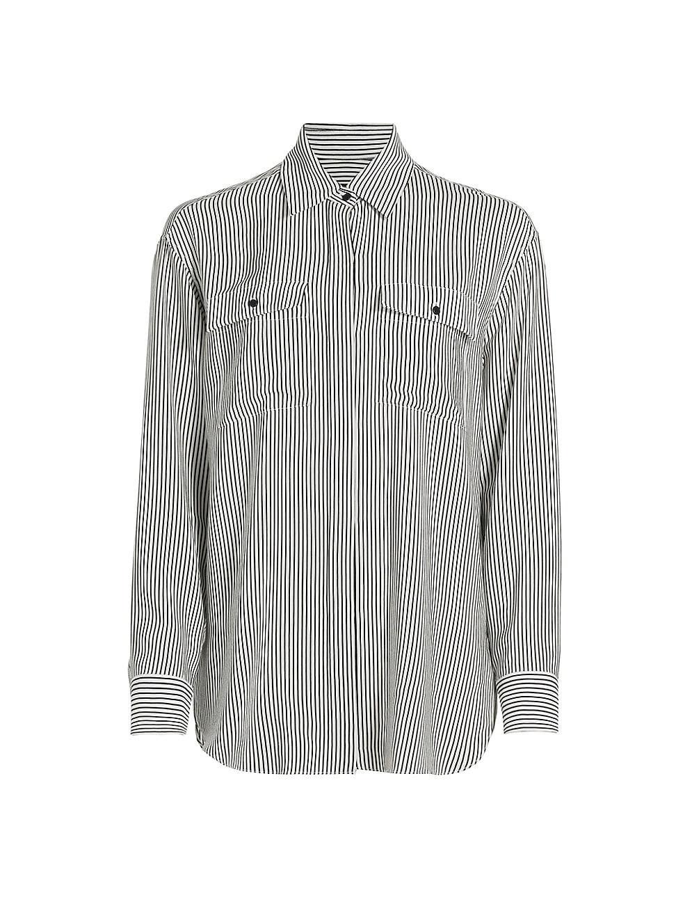 Womens Ellias Striped Silk Long-Sleeve Shirt Product Image