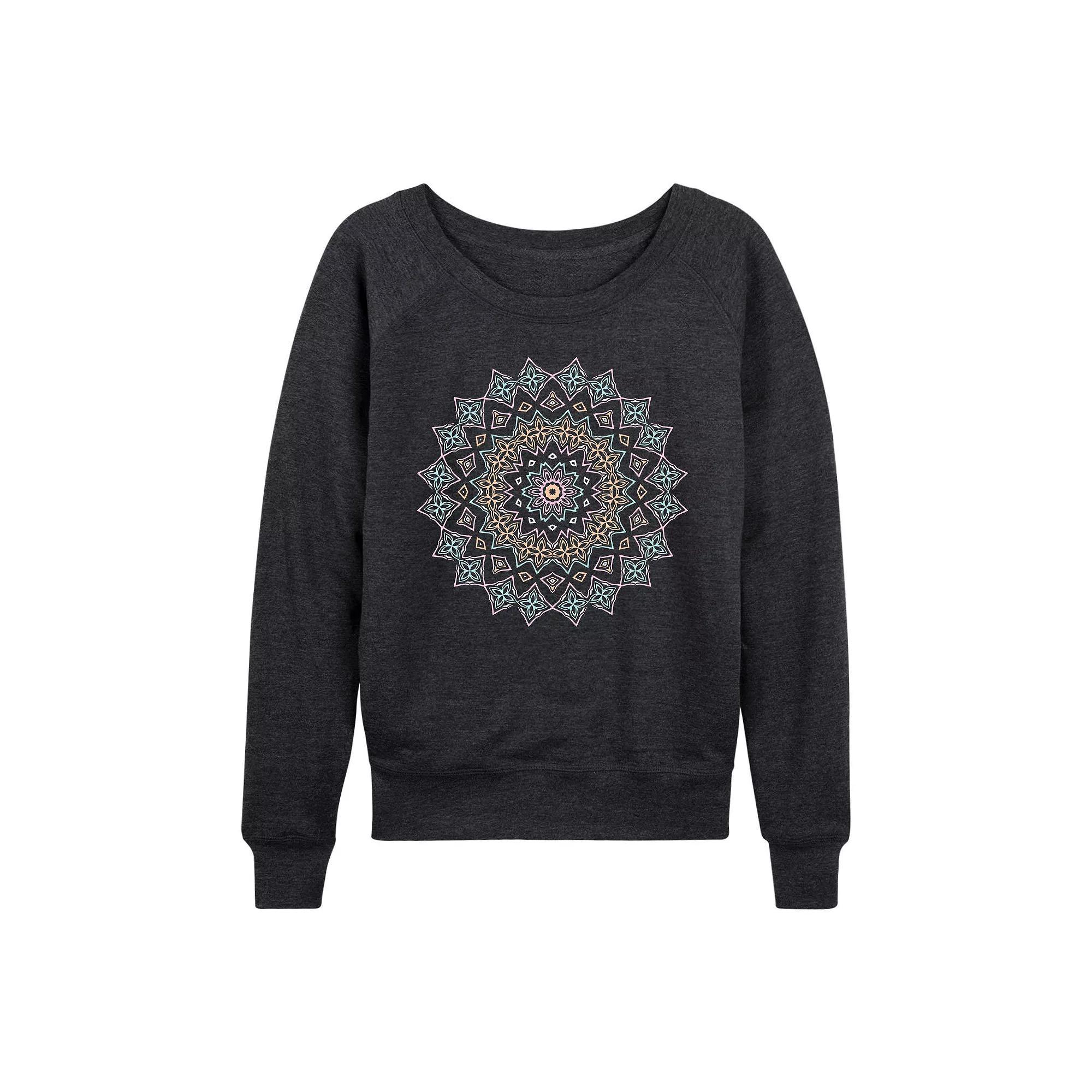 Womens Celestial Sun Moon Scene French Terry Long Sleeve Tee Heather Grey Product Image