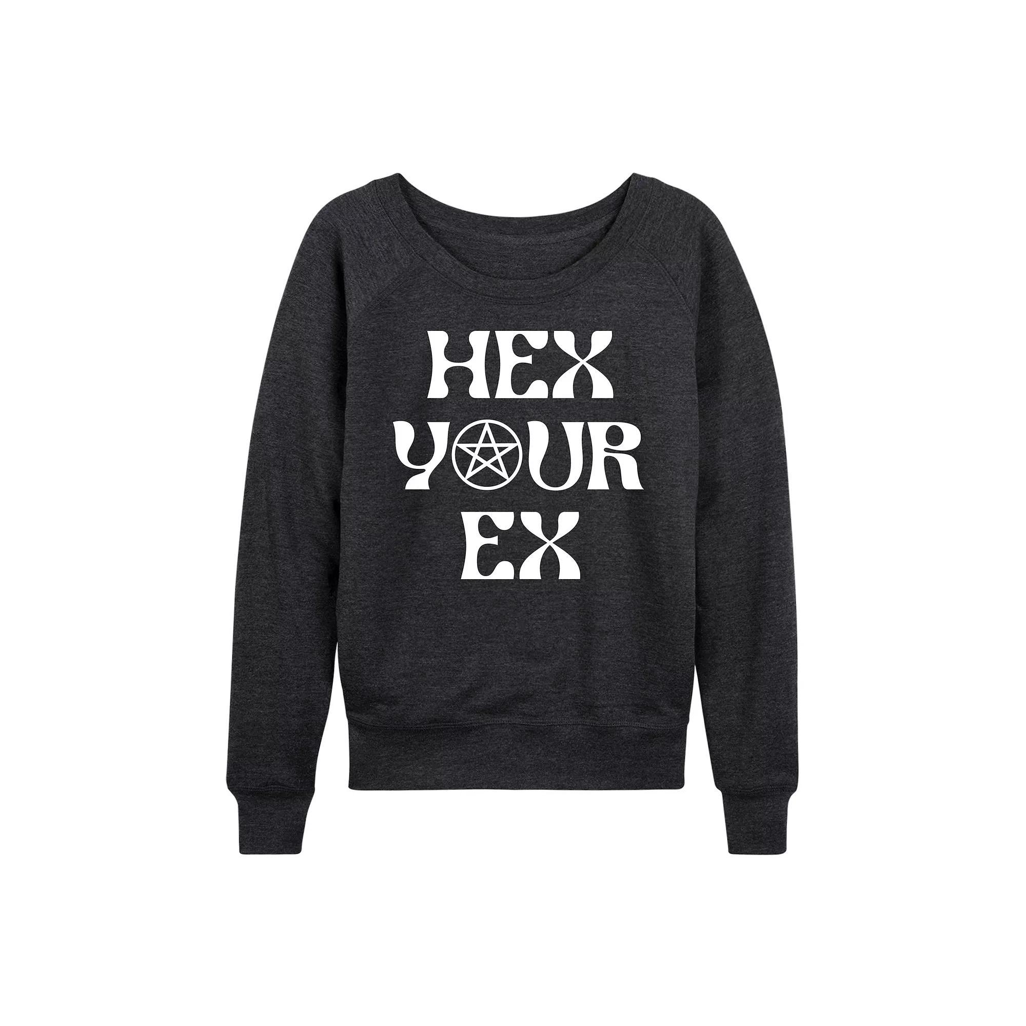 Womens Hex Your Ex French Terry Long Sleeve Tee Grey Blue Product Image