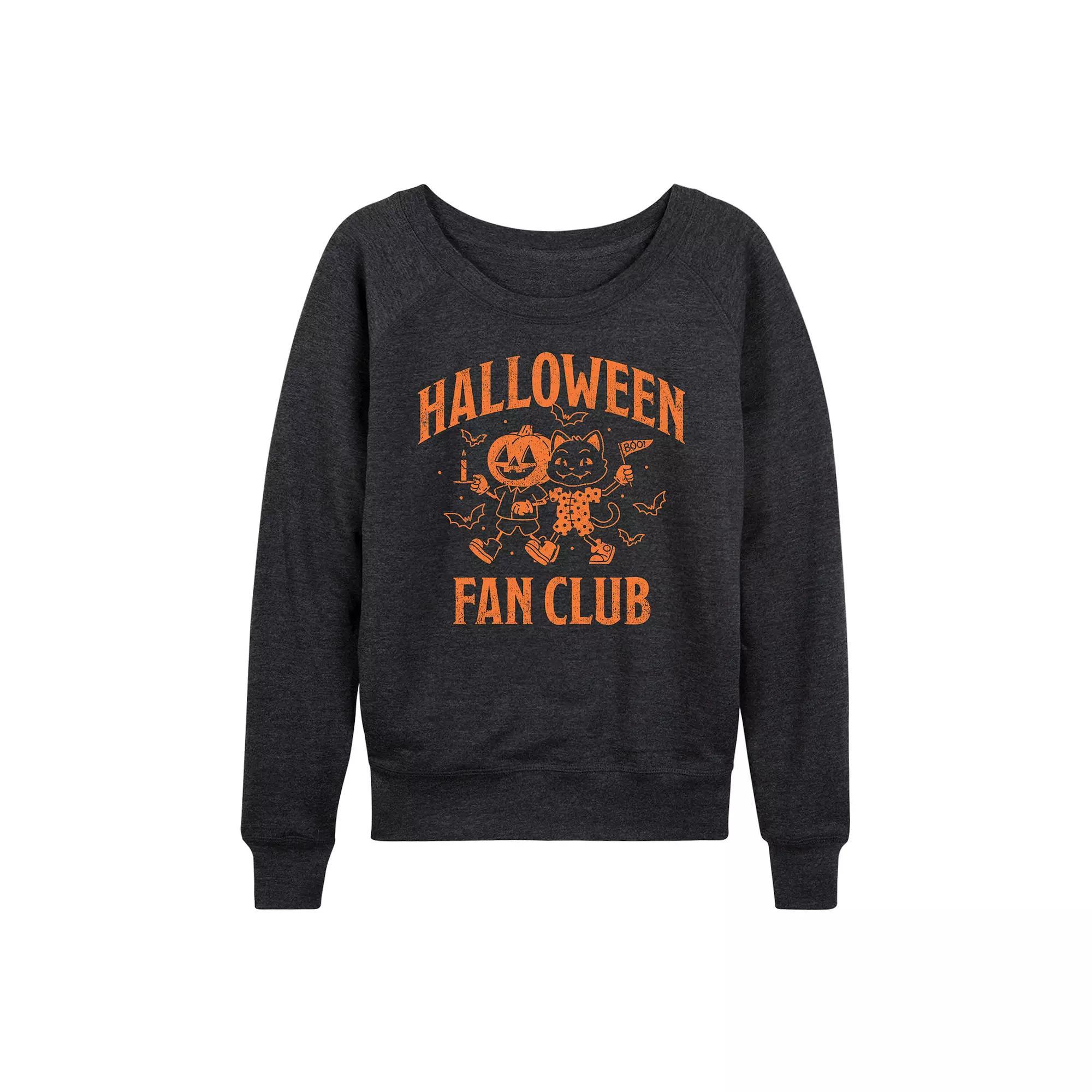 Womens Halloween Fan Club French Terry Long Sleeve Tee Grey Blue Product Image