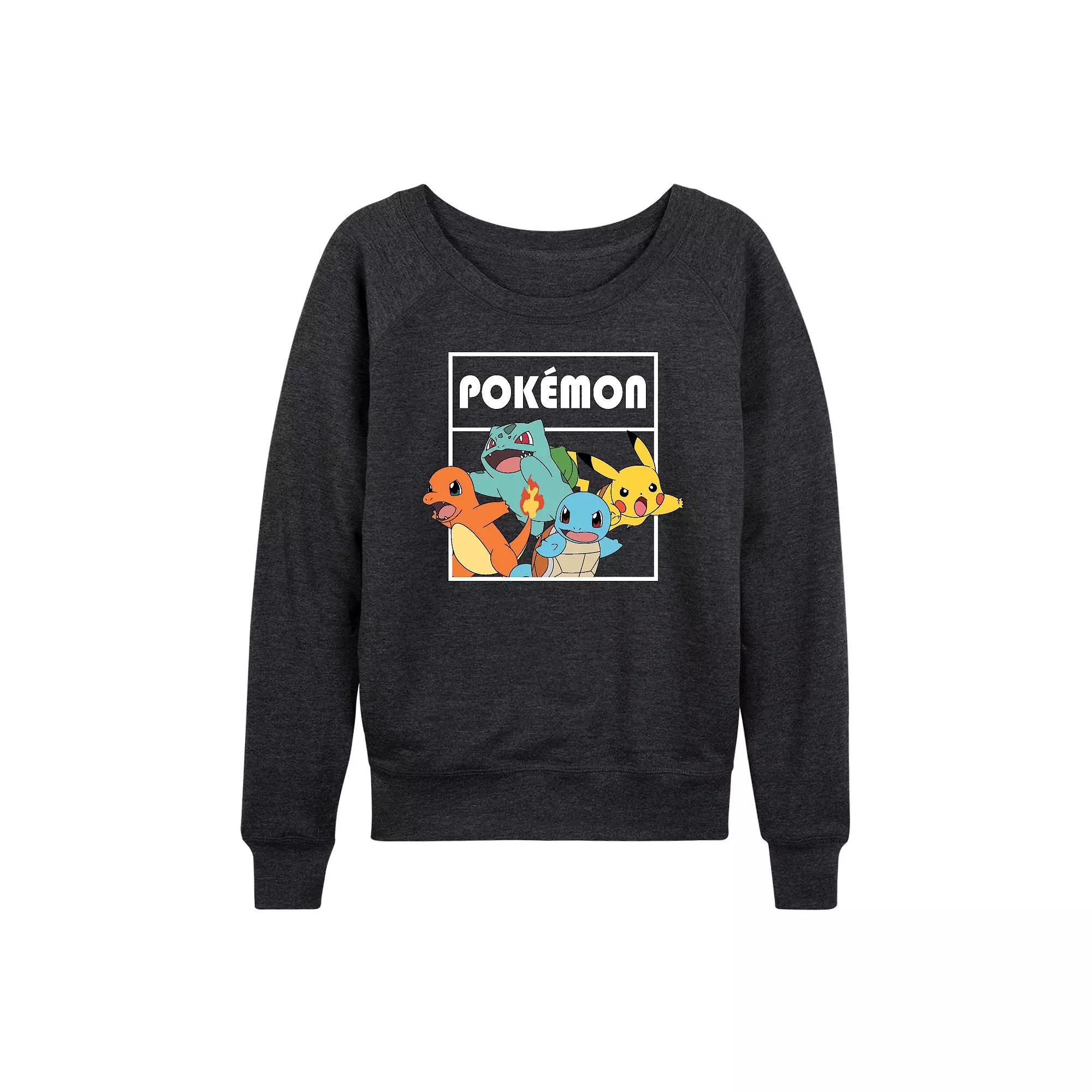 Womens Pokemon Team Pokemon French Terry Long Sleeve Tee Heather Grey Product Image