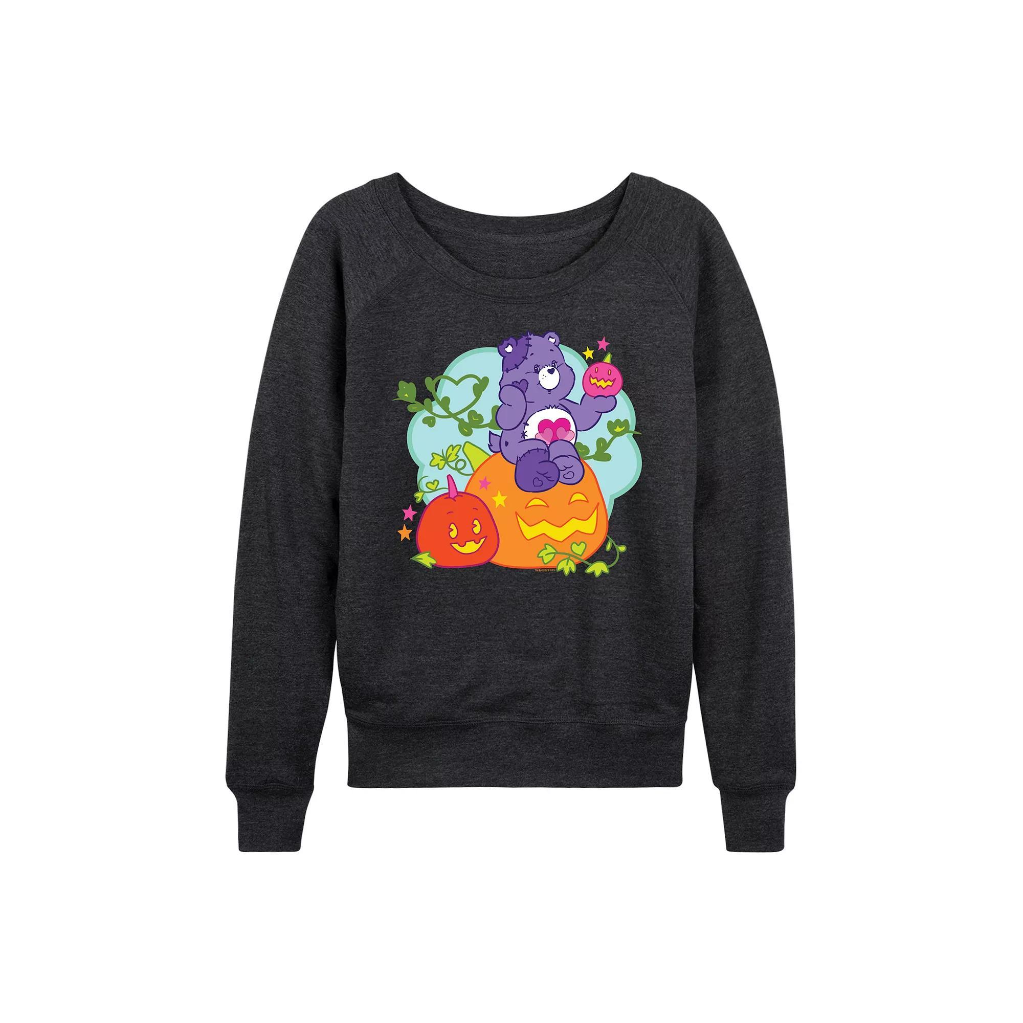 Women's Care Bears Halloween Pumpkin French Terry Long Sleeve Tee, Size: XL, Heather Grey Product Image