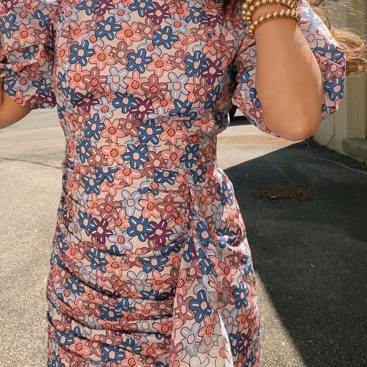 Flower Fields Puff Sleeve Floral Dress Product Image