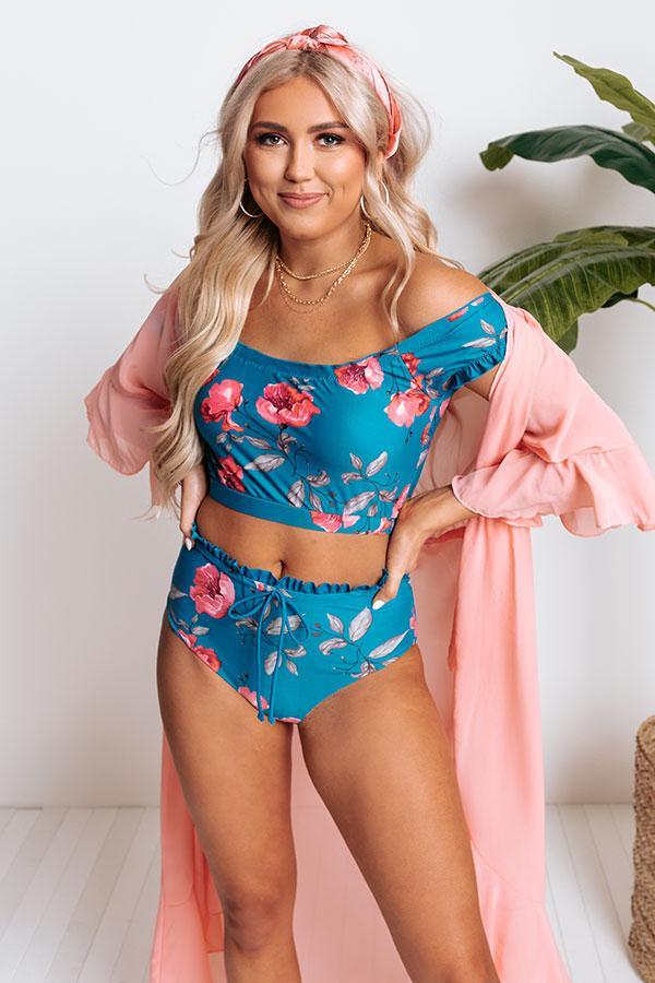Secret Beach Midrise Reversible Bikini Bottoms in Ocean Blue Product Image