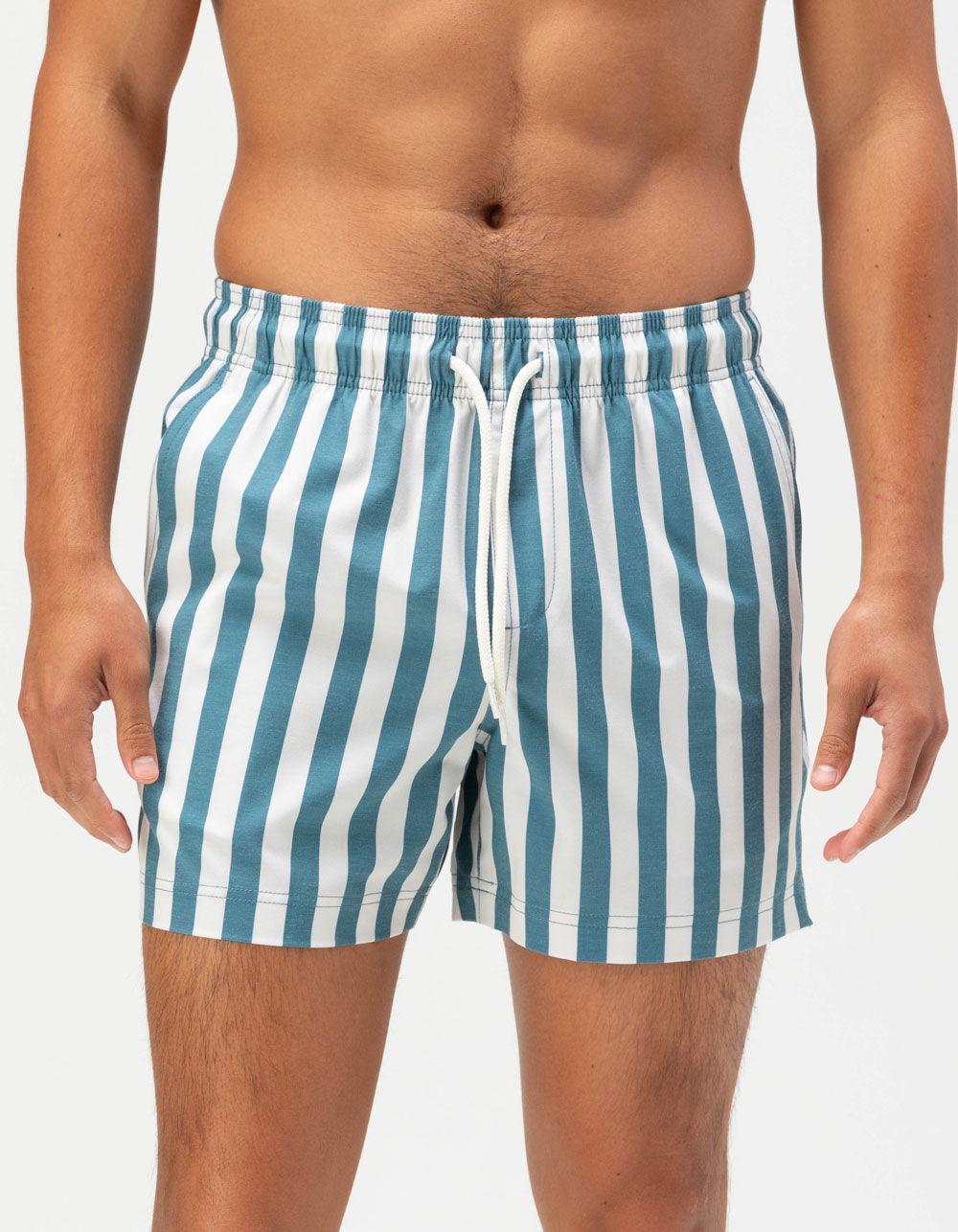 RSQ Mens Bold Stripe Swim Shorts - CADET Product Image