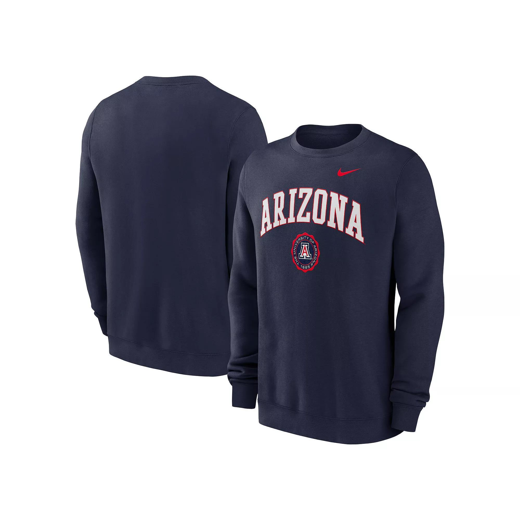 Men's Nike Navy Arizona Wildcats Arched Seal Pullover Sweatshirt, Size: Small, Blue Product Image