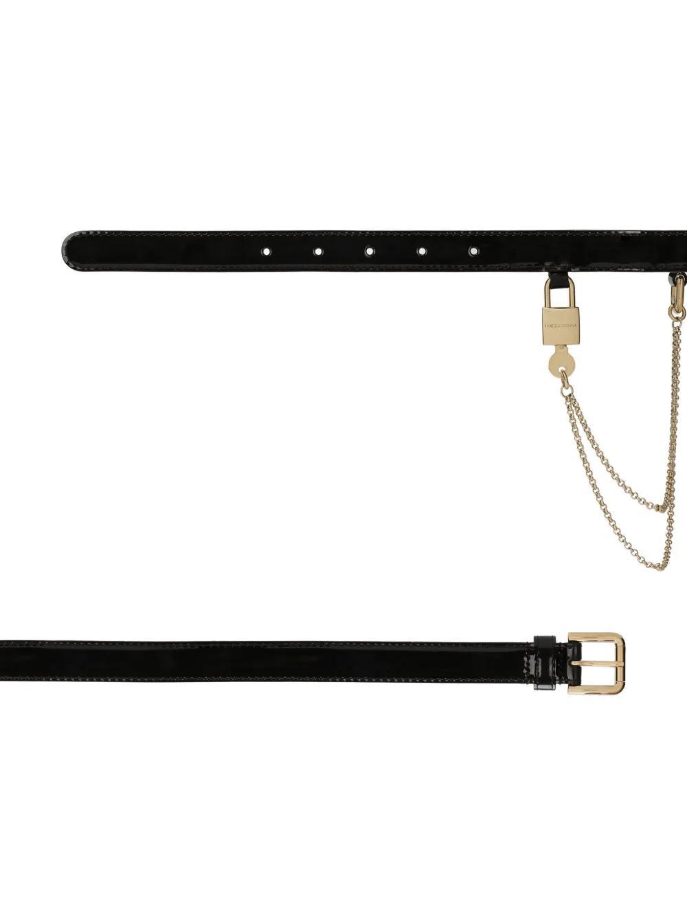 chain-link patent leather belt Product Image