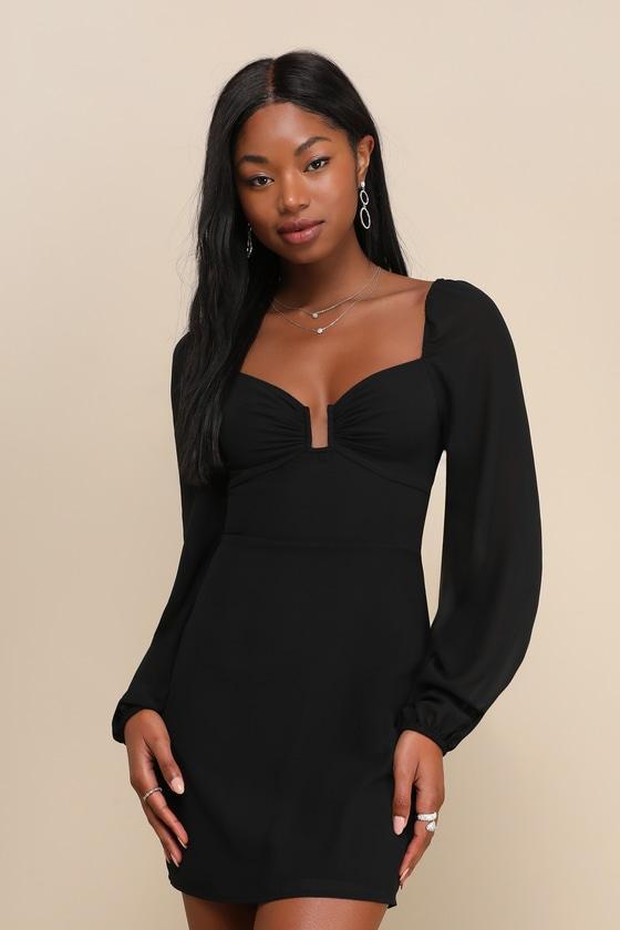 Flirtatious Designs Black Chiffon Balloon Sleeve Mini Dress Product Image