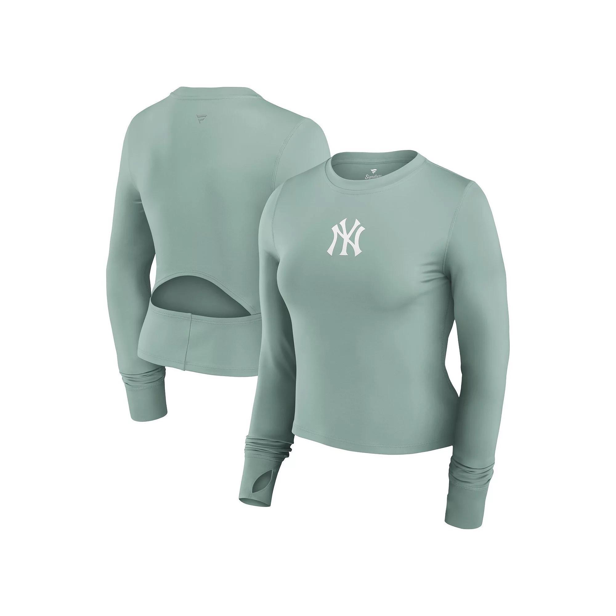 Women's Fanatics Green New York Yankees Studio Fitted Long Sleeve Gym Top, Size: 3XL Product Image