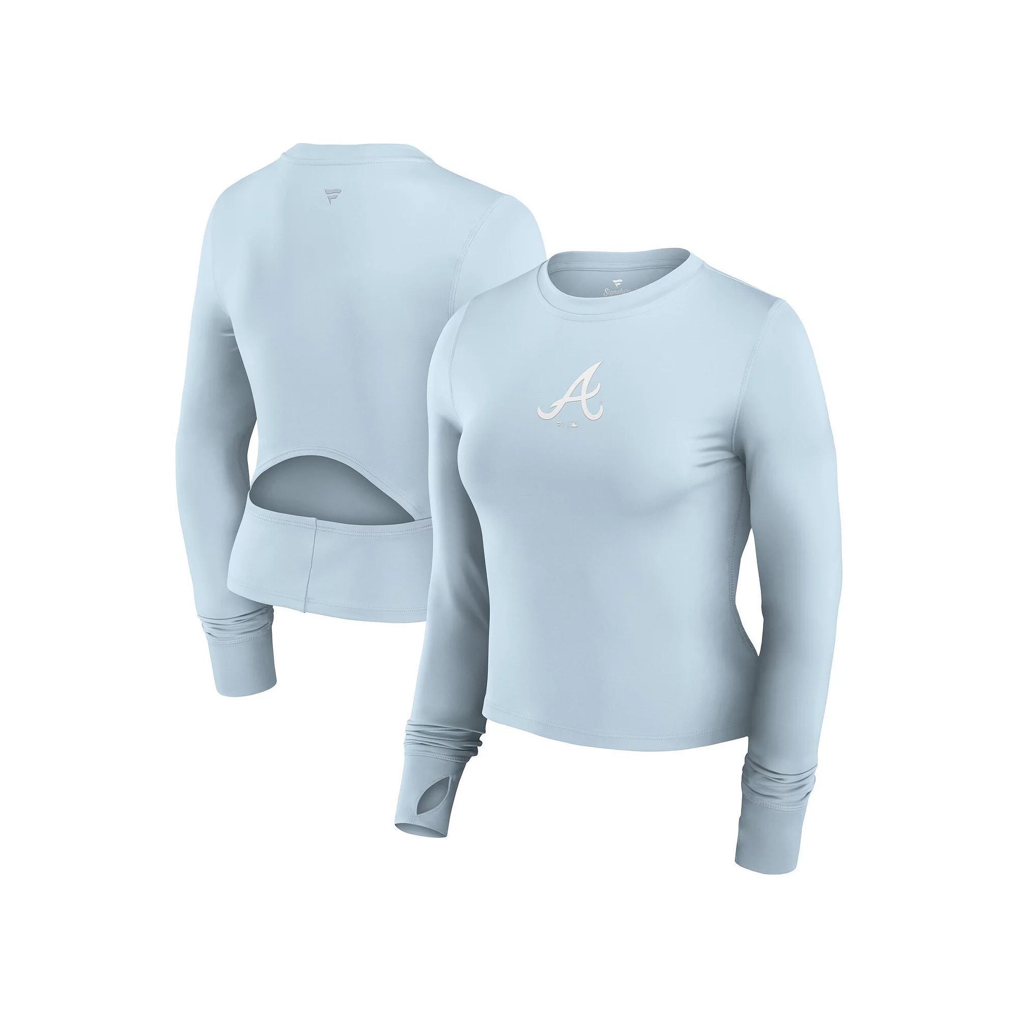Women's Fanatics Signature Light Blue Los Angeles Dodgers Studio Fitted Long Sleeve Gym Top, Size: Large Product Image