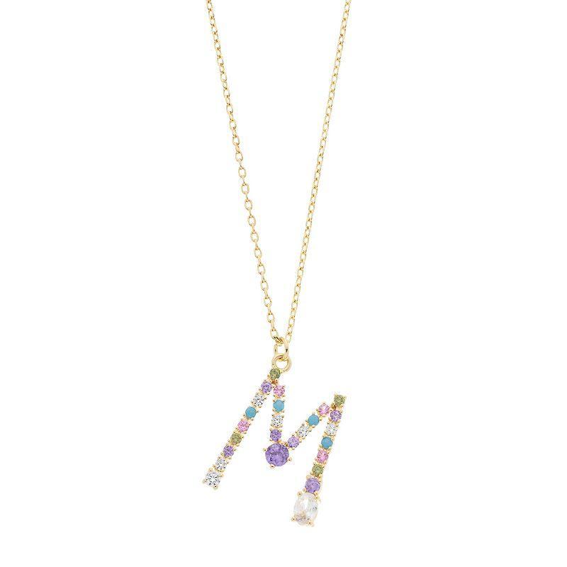 City Luxe Gold Tone Cubic Zirconia Initial Pendant Necklace, Women's, Gold Tone S Product Image