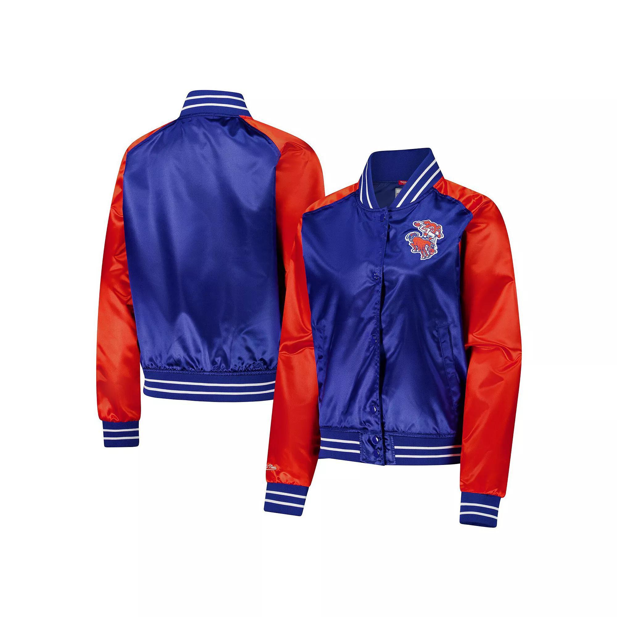 Women's Mitchell & Ness Royal Denver Broncos Team 2.0 Satin Raglan Full-Snap Jacket, Size: Small, Blue Product Image