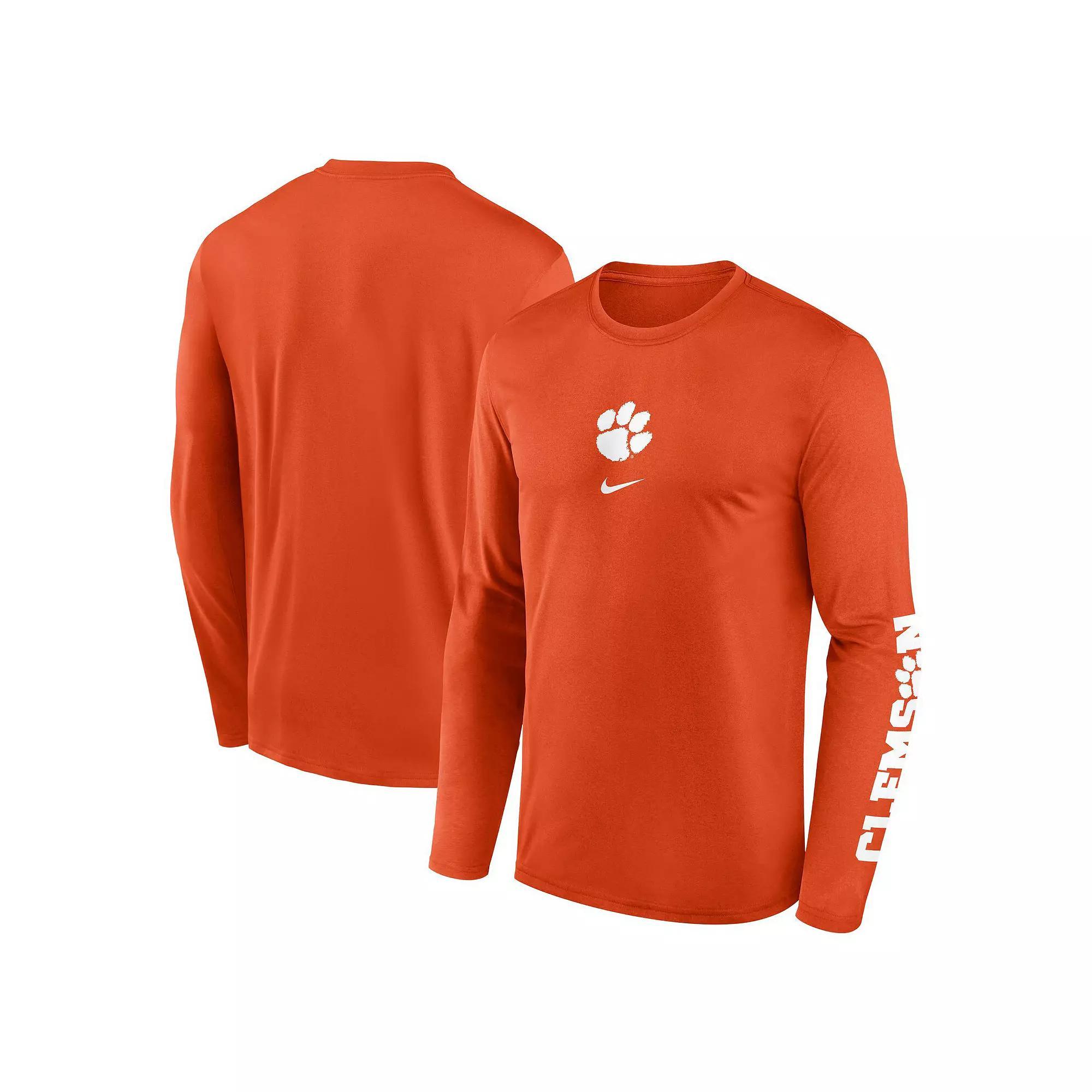 Men's Nike  Orange Clemson Tigers Primetime Center Lockup Two-Hit Legend Long Sleeve T-Shirt, Size: Medium Product Image