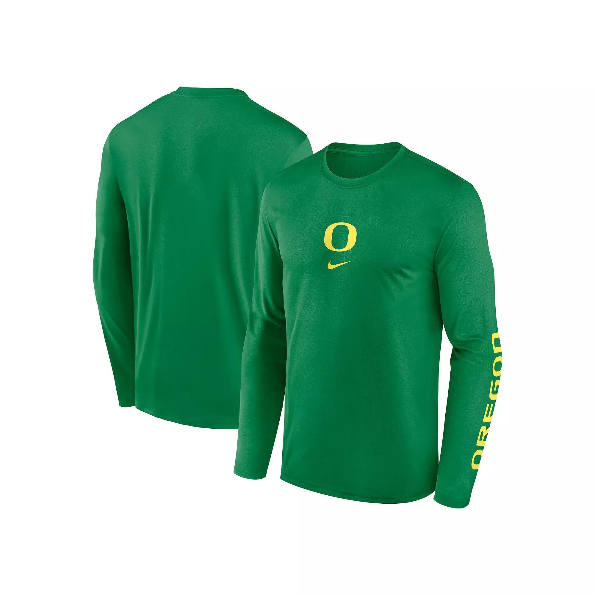 Men's Nike  Green Oregon Ducks Primetime Center Lockup Two-Hit Legend Long Sleeve T-Shirt, Size: Large Product Image