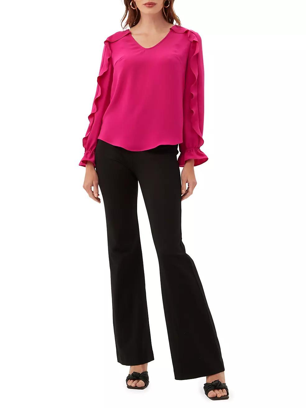 Owl Ruffled Long-Sleeve Blouse Product Image
