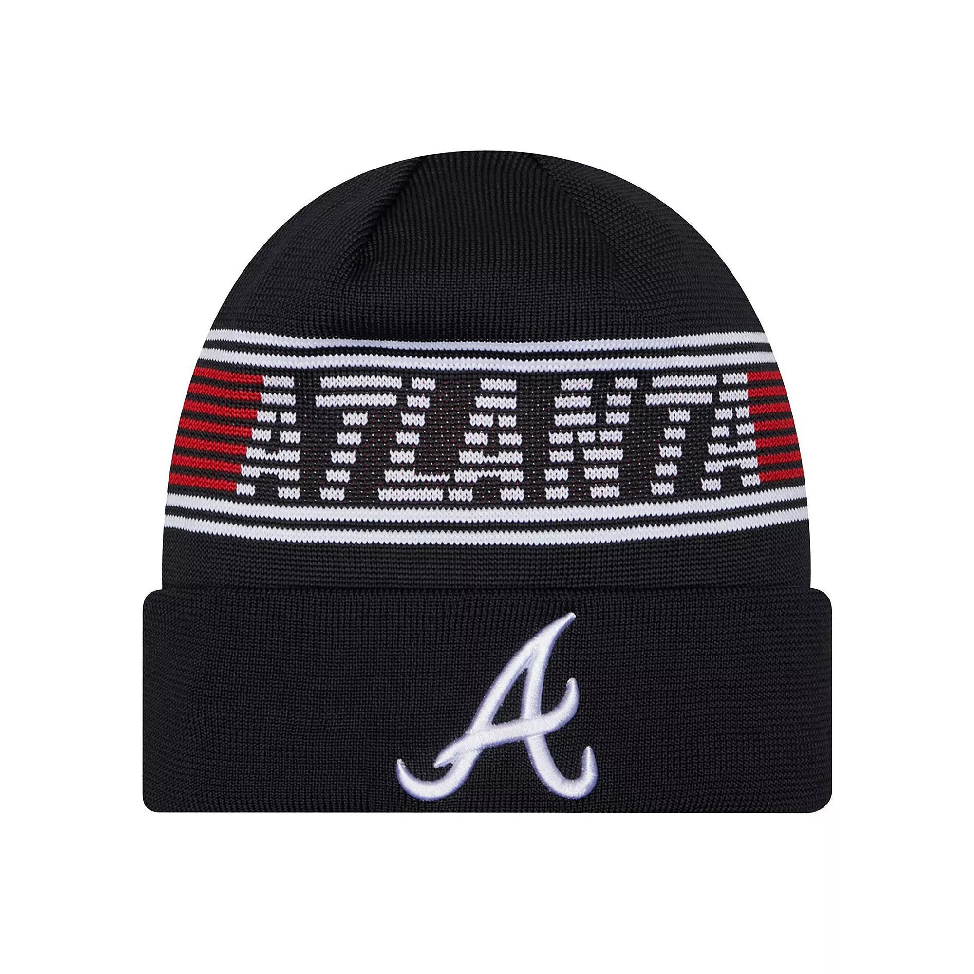Men's New Era  Navy Atlanta Braves Authentic Collection Cuffed Knit Hat, Blue Product Image