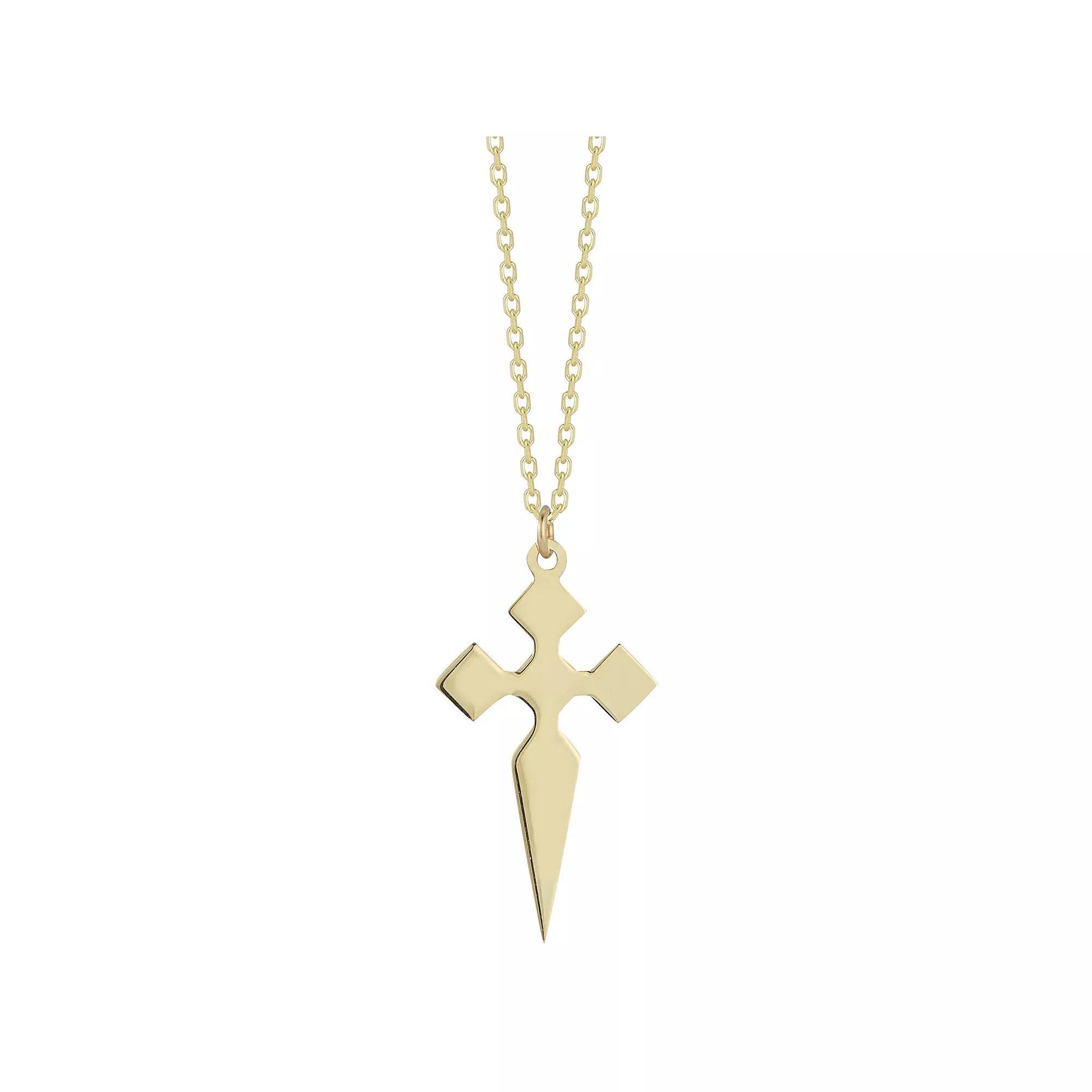 LUMINOR GOLD 14k Gold Dagger Cross Pendant Necklace, Women's, Size: 18", Yellow Product Image