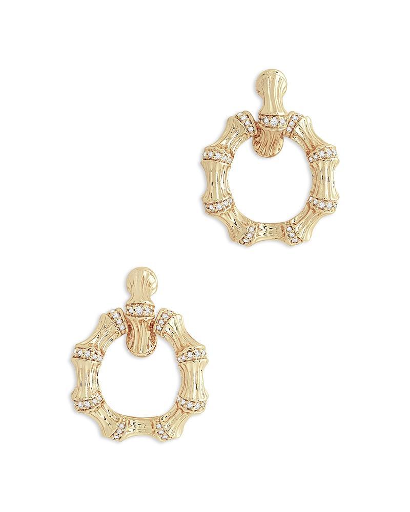 Cubic Zirconia Bamboo Double Hoop Earrings Product Image