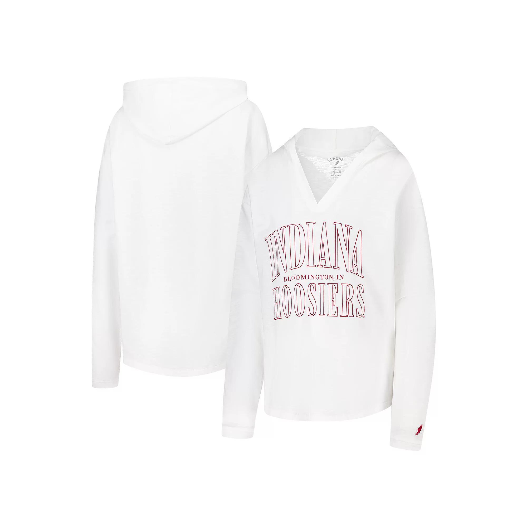Womens League Collegiate Wear Indiana Hoosiers Slub Long Sleeve V-Neck Hoodie T-Shirt Product Image