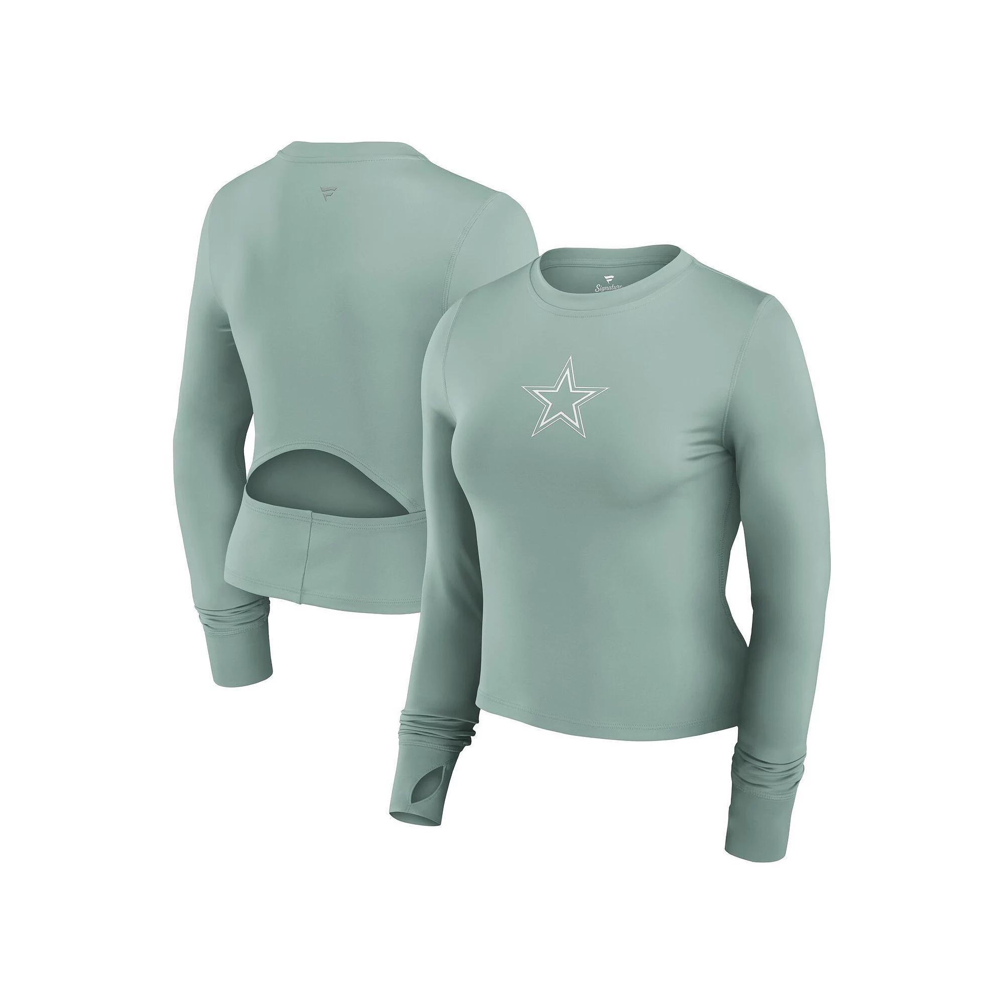 Women's Fanatics Signature Green Dallas Cowboys Studio Fitted Long Sleeve Gym Top, Size: XL Product Image