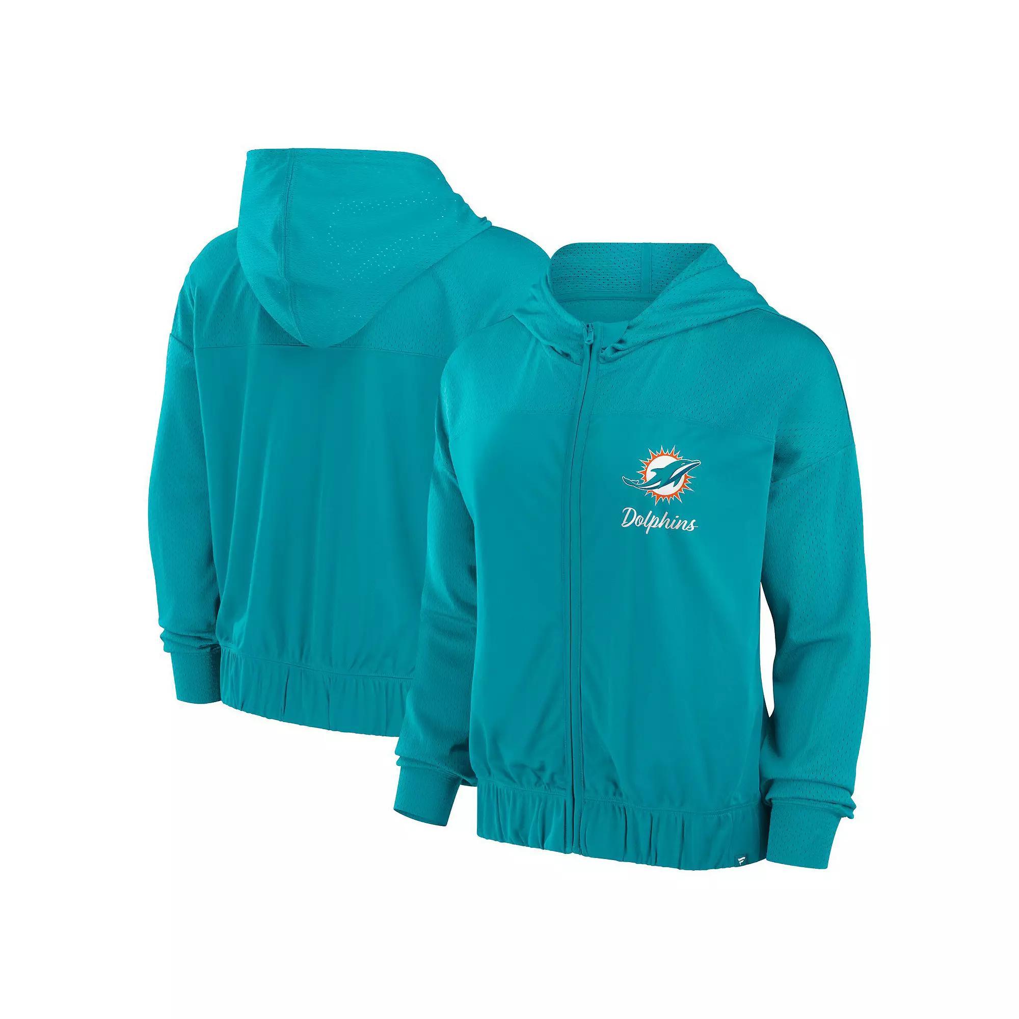 Women's Fanatics Aqua Miami Dolphins Script Lock Full-Zip Hoodie, Size: Medium, Turquoise A Product Image
