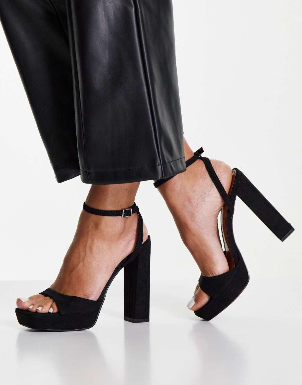 ASOS DESIGN Noun platform barely there block heel sandals Product Image
