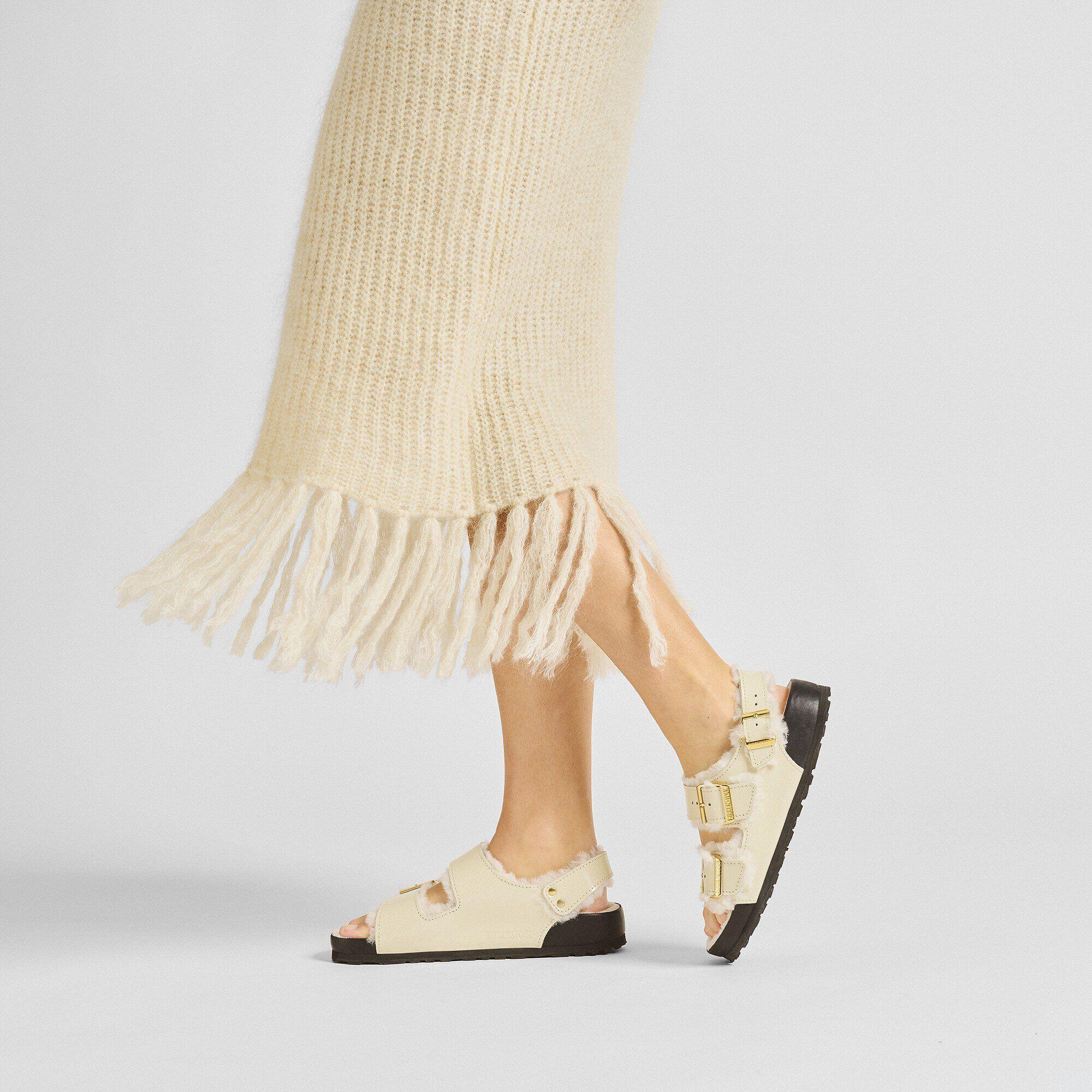 Milano Shearling Natural Leather-Shearling High Shine Ecru Product Image