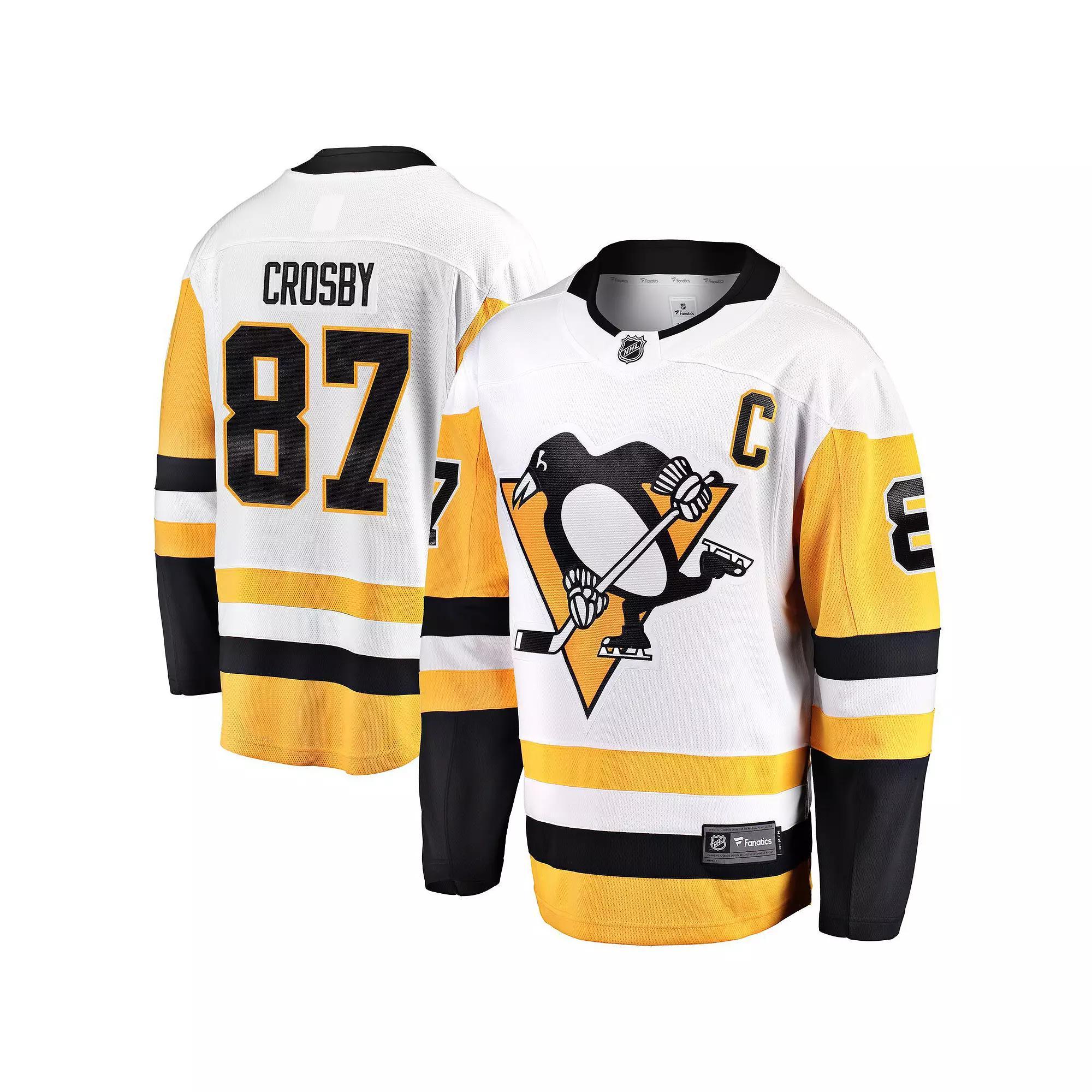 Men's Fanatics Branded Sidney Crosby White Pittsburgh Penguins Captain Away Premier Breakaway Player Jersey, Size: 4XL Product Image