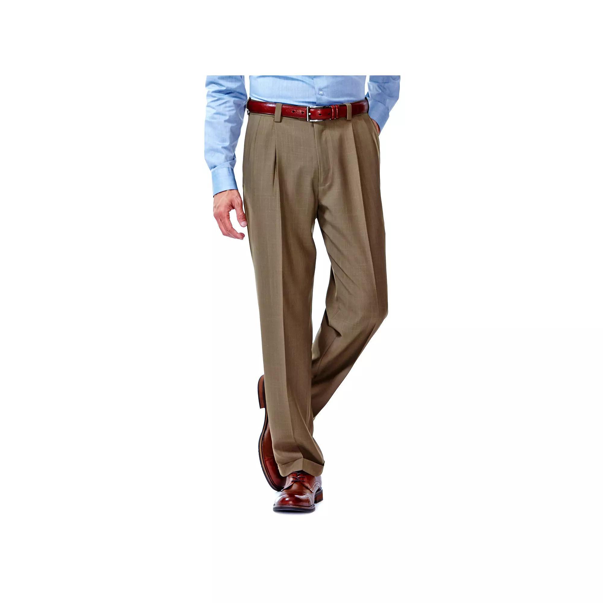 Mens Haggar eCLo Stria Classic-Fit Hidden Expandable Waist Pleated Dress Pants Product Image
