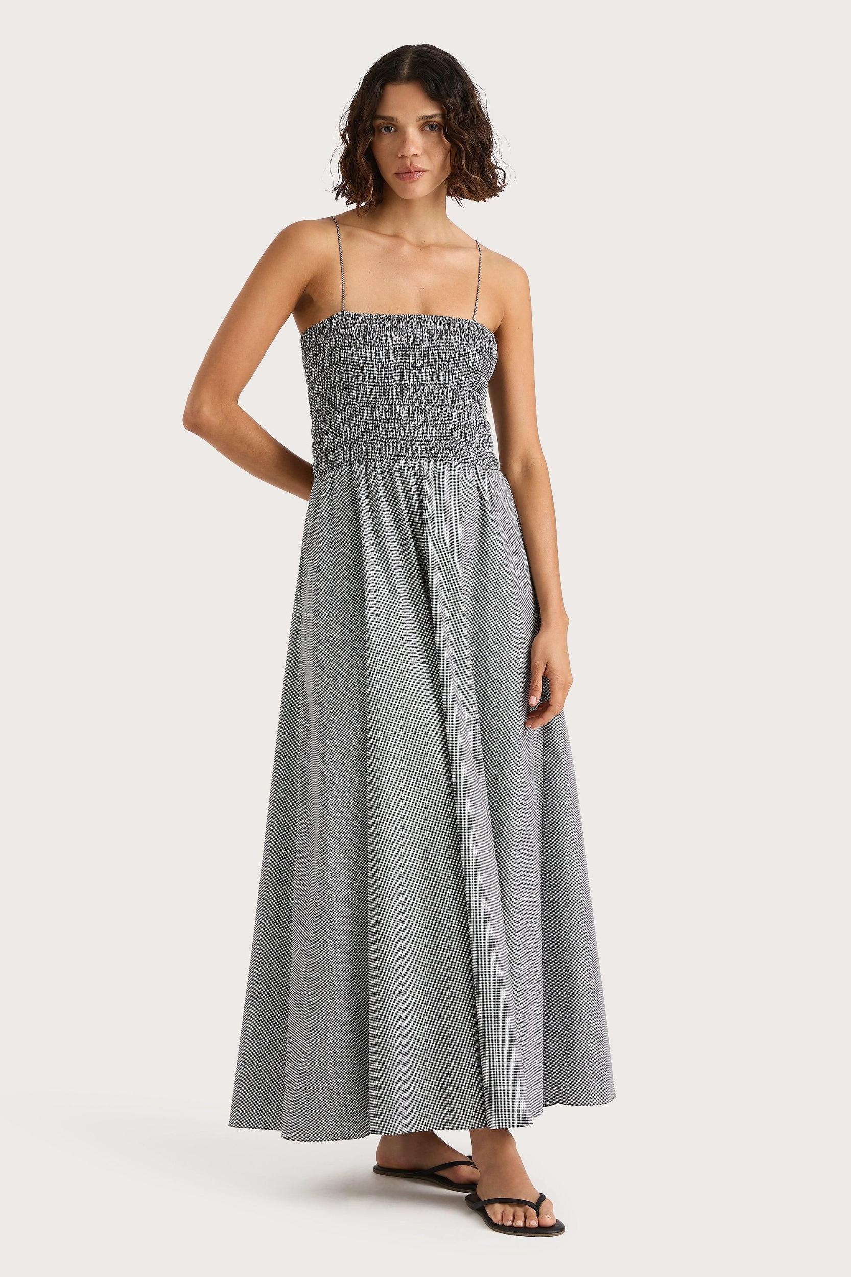 Lida Maxi Dress Gingham Black Product Image