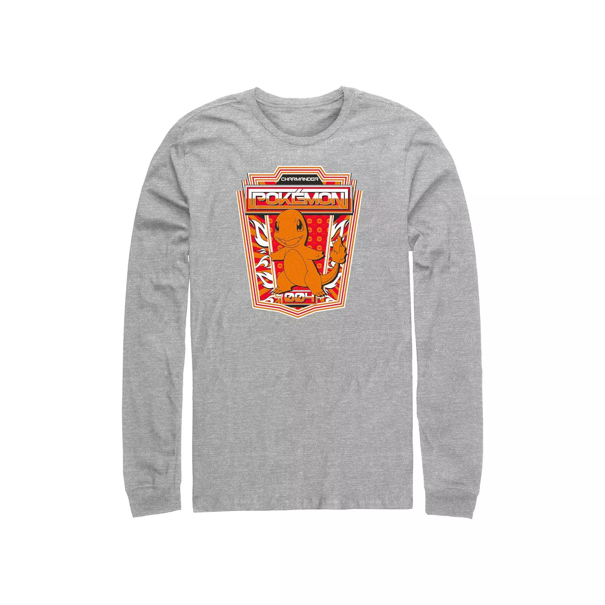 Men's Pokemon Charmander Badge Graphic Tee, Size: Small, Athletic Grey Product Image